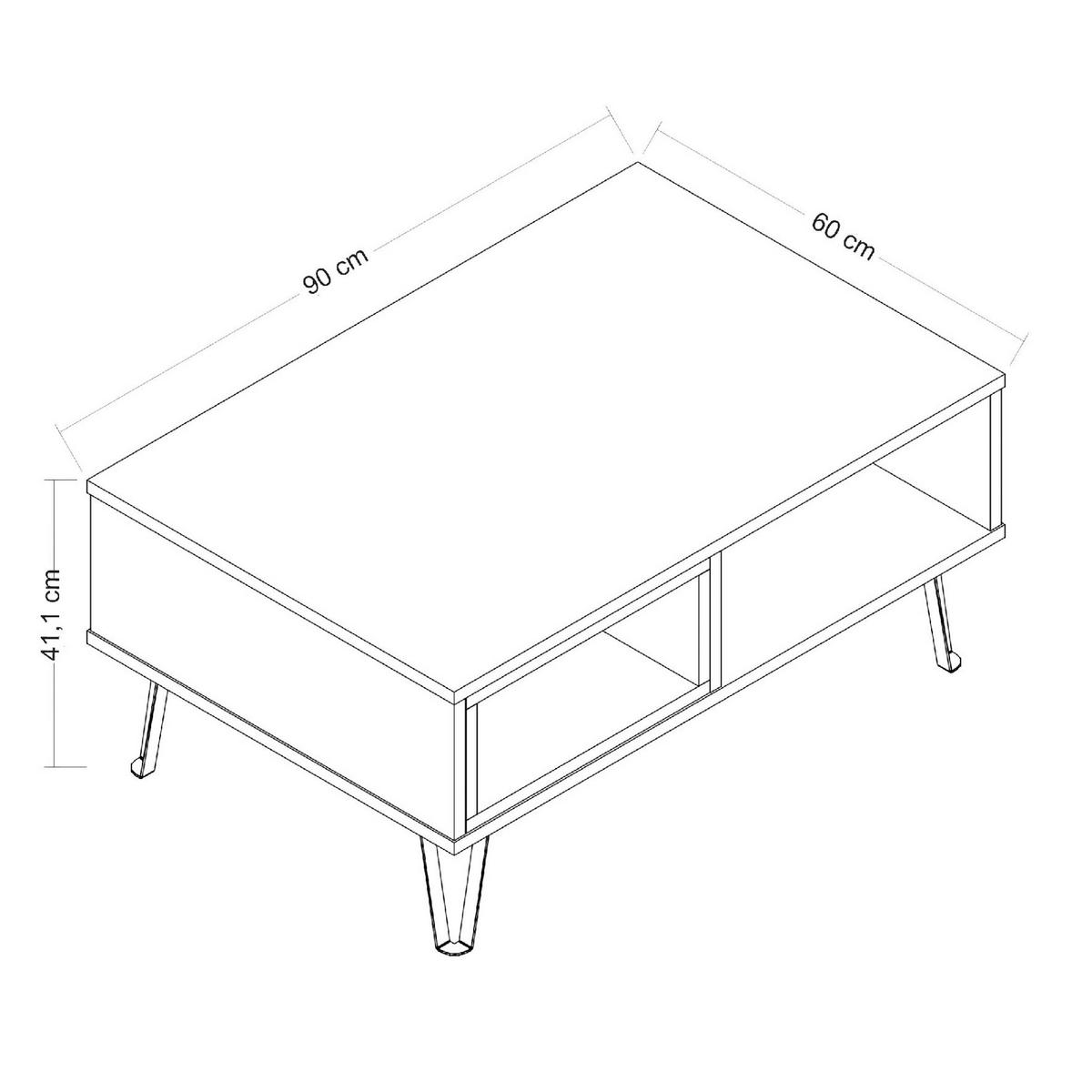 KONFERENČNÝ STOLÍK MENDOZ - čierna/biela, Design, kov/kompozitné drevo (90/60/41,1cm) - Livetastic