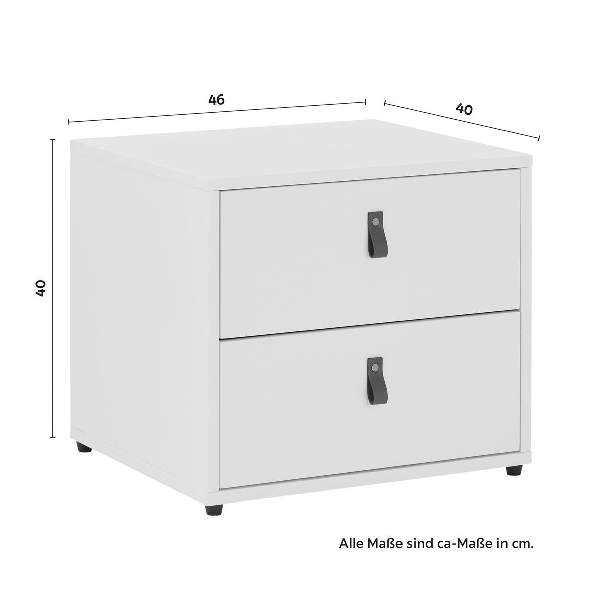 Noční stolek MICK - bílá/černá, Moderní, kompozitní dřevo/plast (46/40/40cm) - Modern Living
