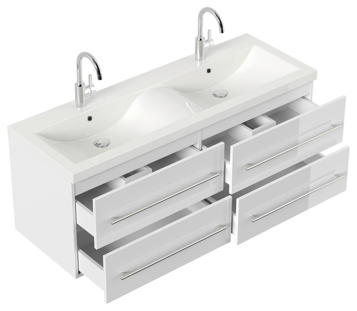 WASCHTISCHKOMBI Fellini, Weiß HG B: 60 cm - Weiß Hochglanz/Weiß, Basics, Keramik/Holzwerkstoff (60cm) - MID.YOU