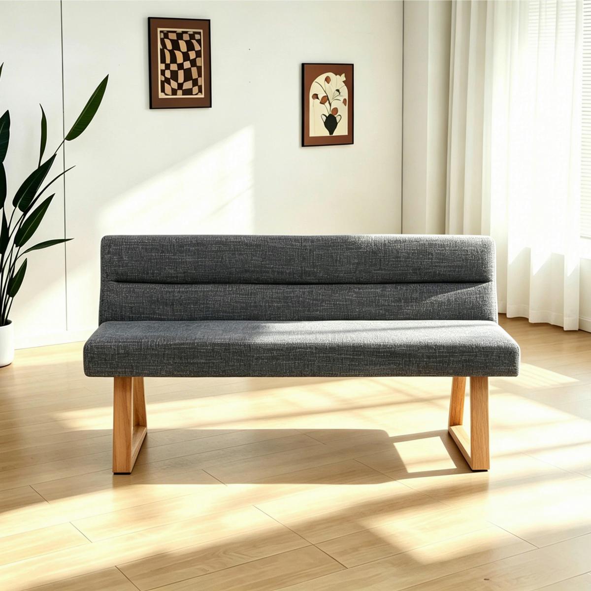 Sitzbank Linnea Eichefarben/D-Grau B: 140 cm - Dunkelgrau/Eichefarben, MODERN, Holz/Textil (140/82/61cm) - Livetastic