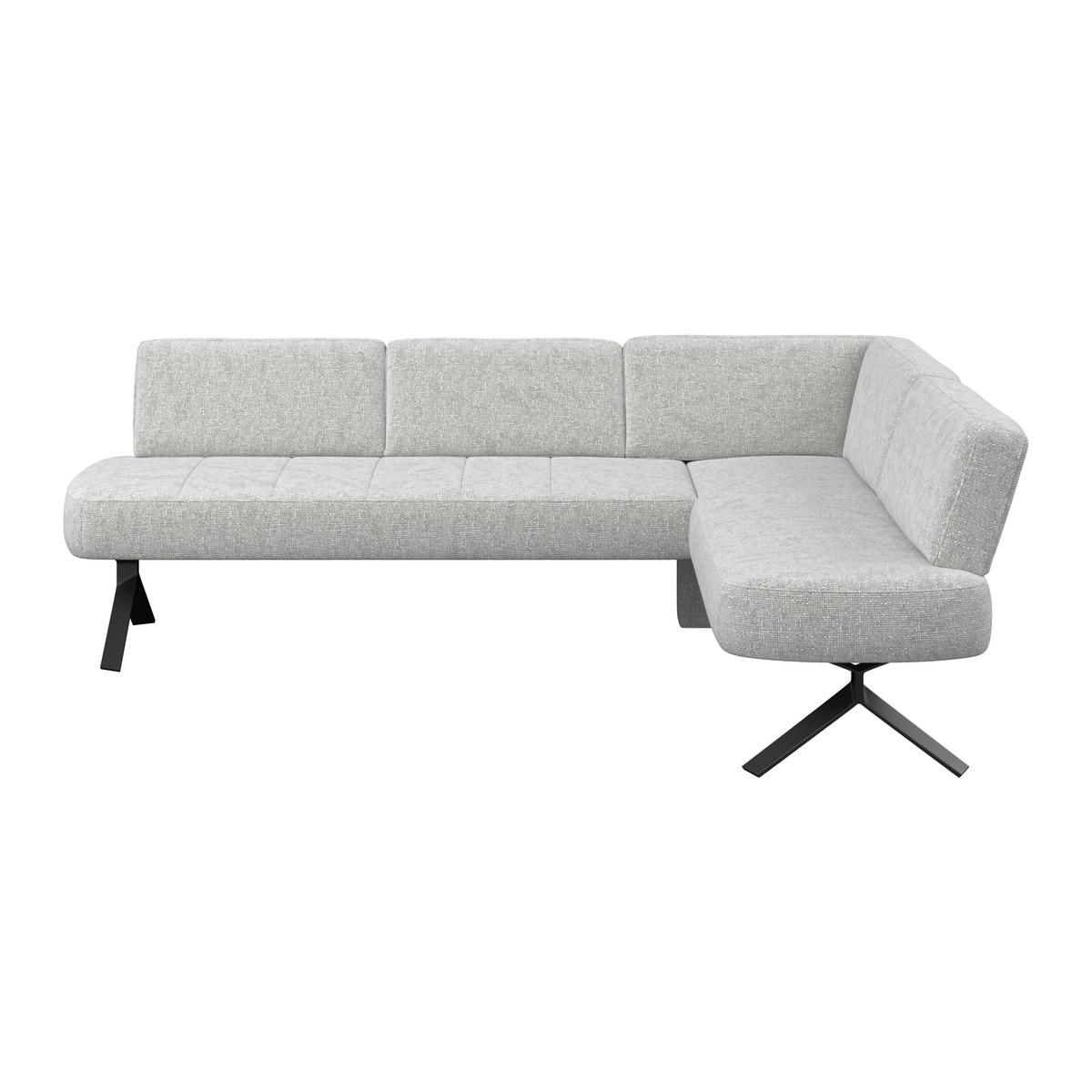 Eckbank hellgrau/Metallbeine Ulmo, S:248x176cm - Hellgrau/Schwarz, MODERN, Textil/Metall (248/176cm)