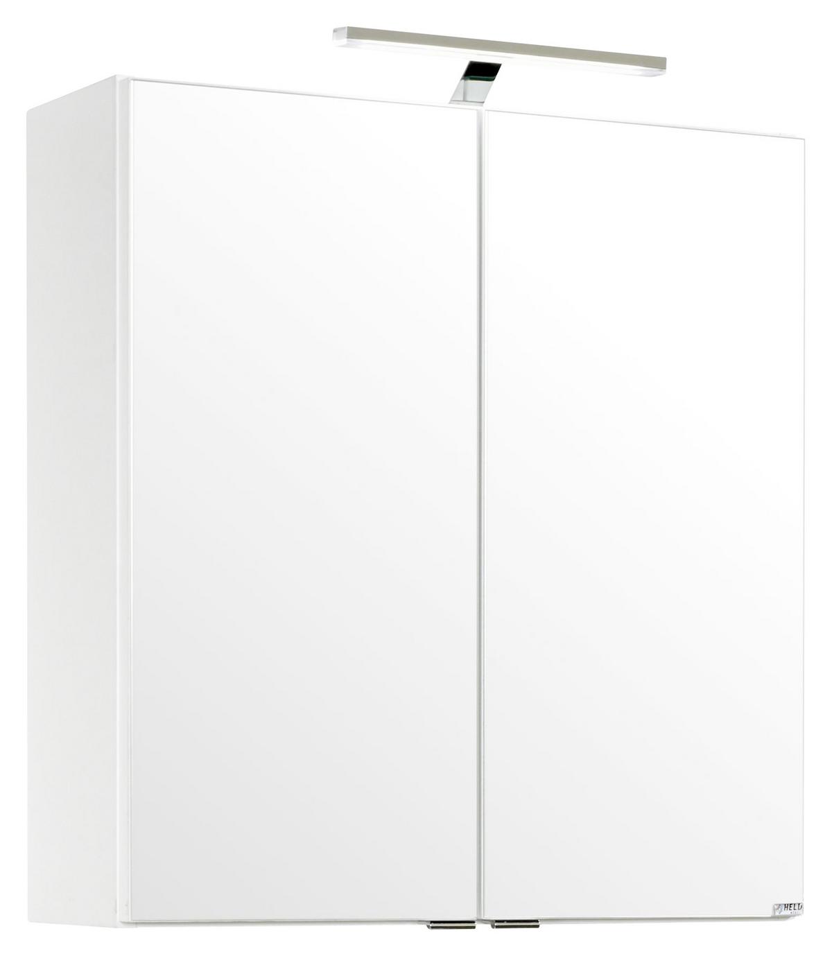 Badmöbel-set 2-tlg. Inkl. Led Siena B: 60cm, Weiß/eiche - Weiß/Silbereichenfarben, MODERN, Holzwerkstoff/Stein (60cm) - Held
