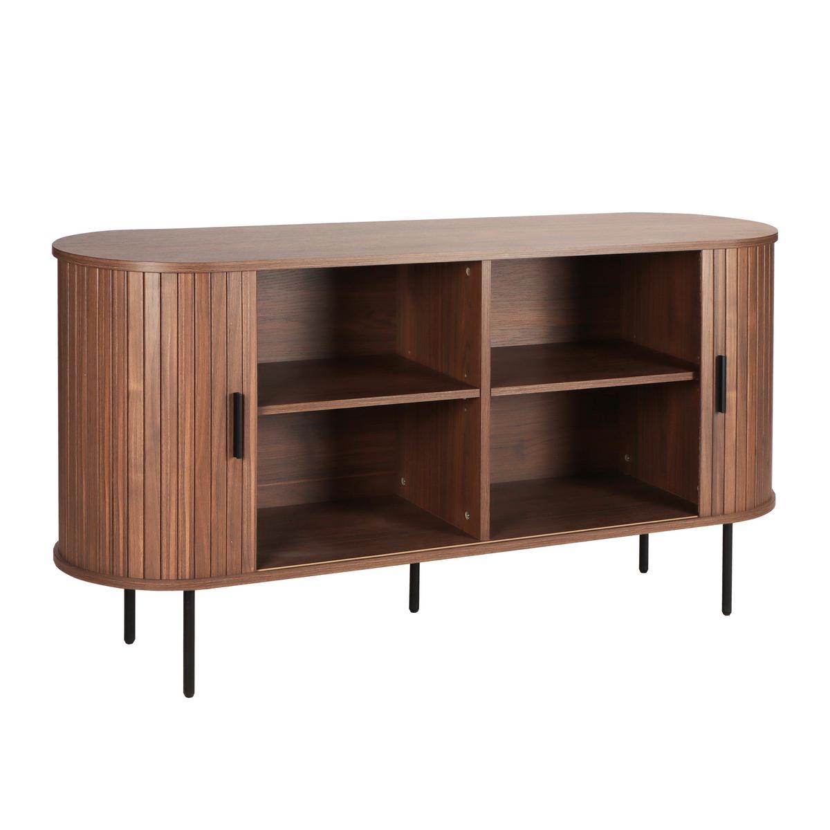 Sideboard Walnussfarben/schwarz, B:140cm - Walnussfarben/Schwarz, Design, Holzwerkstoff (140/76/40cm) - Livetastic