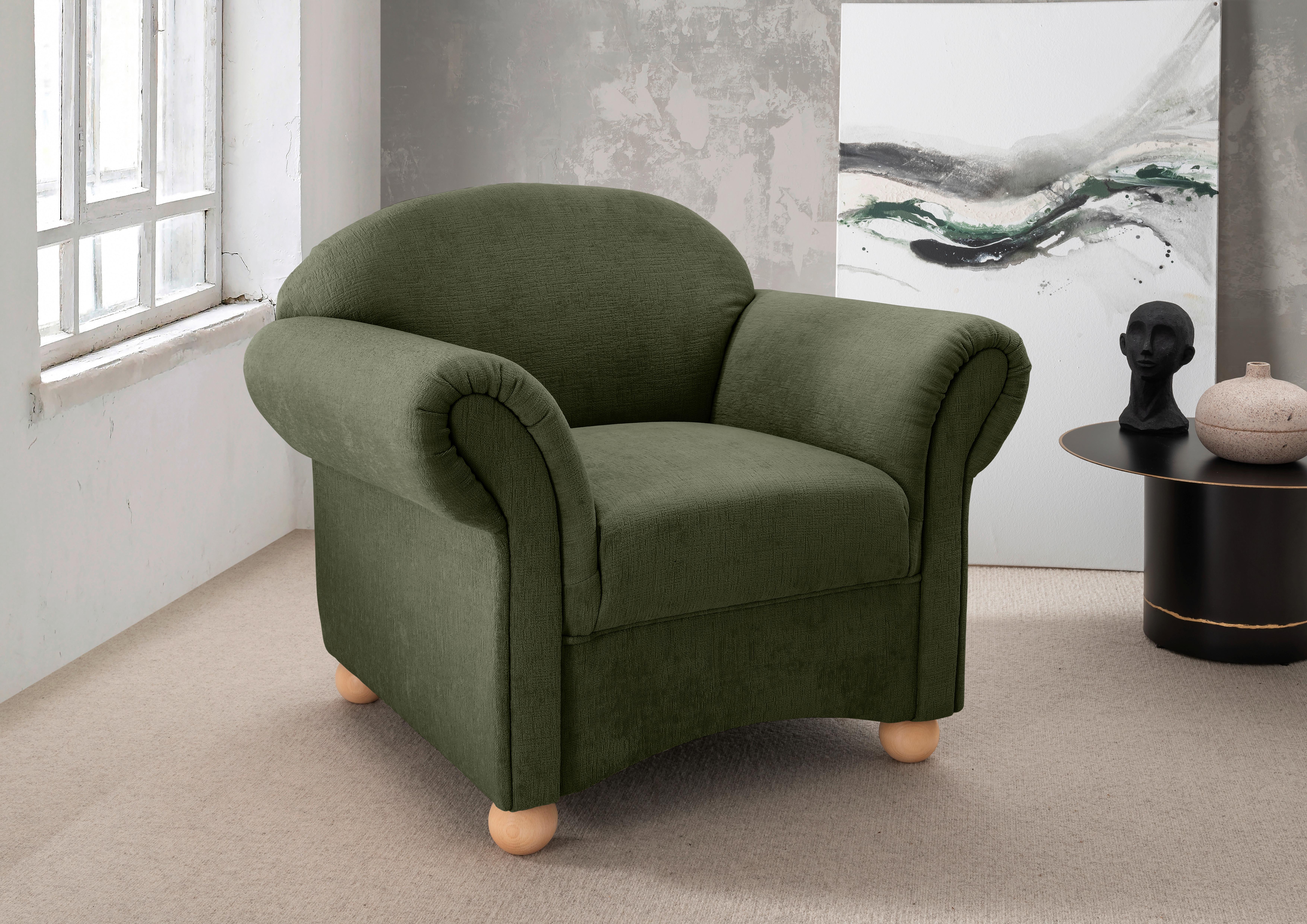SESSEL Torello Grün B: 90cm - Wildeiche/Grün, KONVENTIONELL, Textil (90/84/80cm) - Livetastic