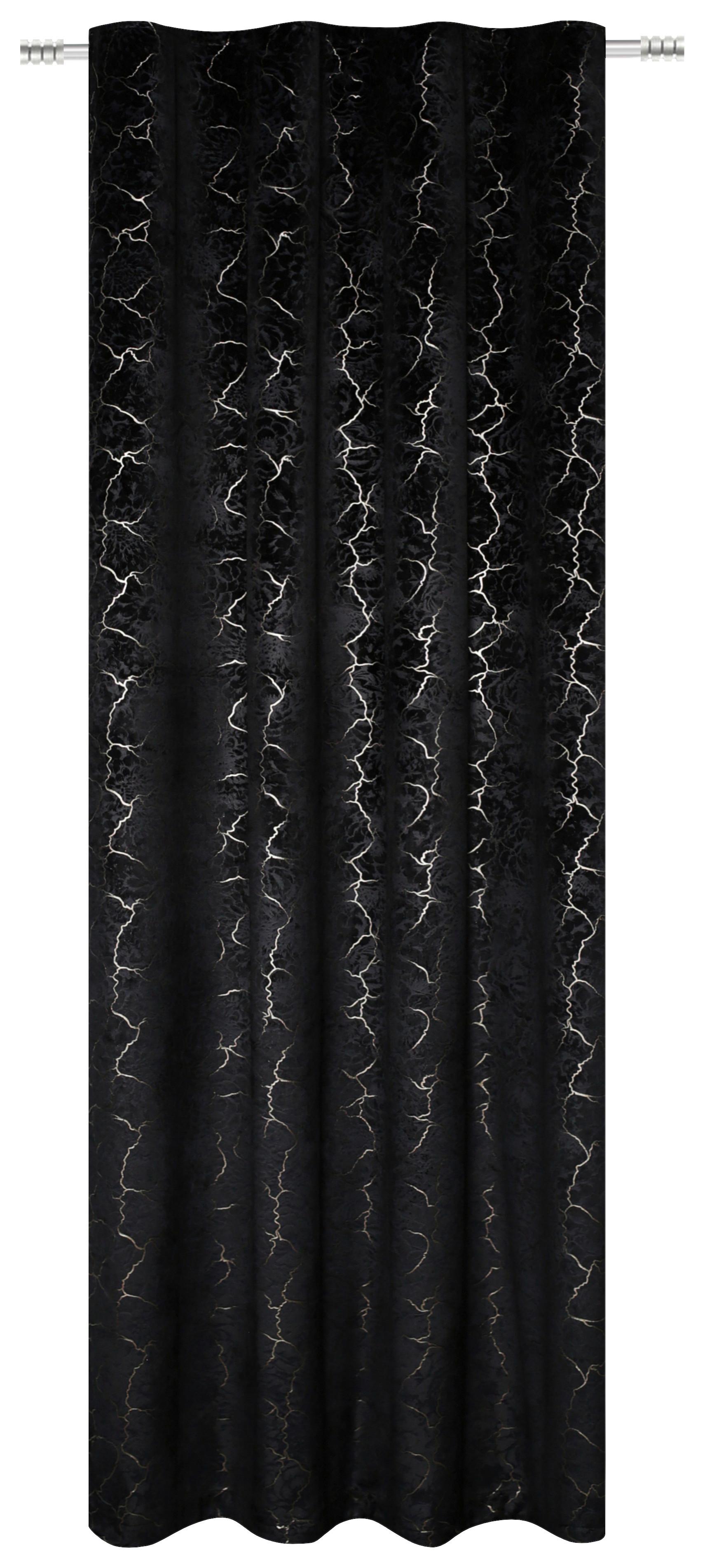 Fertigvorhang Rikka - Schwarz, ROMANTIK / LANDHAUS, Textil (140/245cm) - James Wood