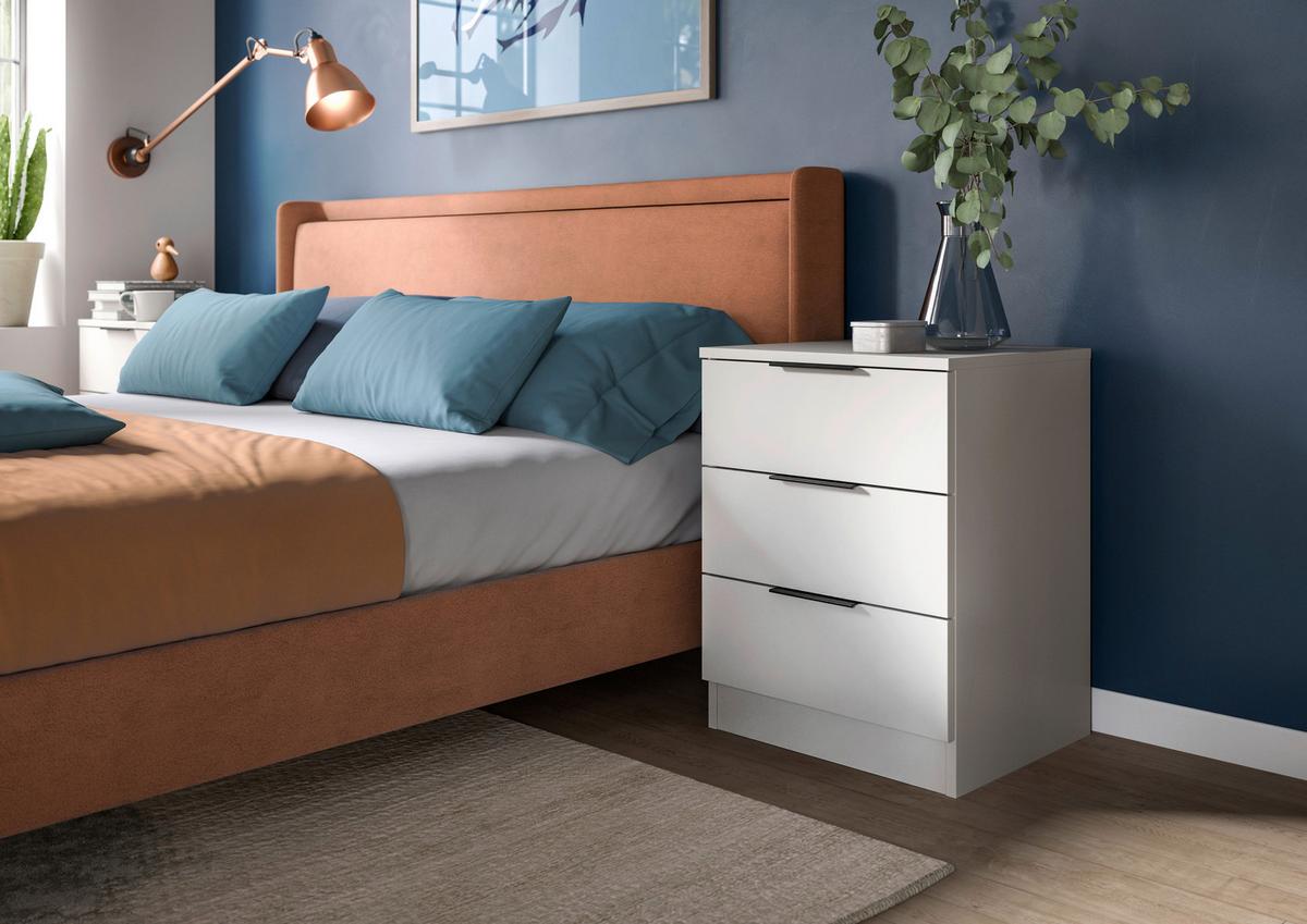 Nachtkästchen Kopenhagen, Weiß B: 45 cm - Schwarz/Weiß, MODERN, Holzwerkstoff (45/60/40cm) - MID.YOU