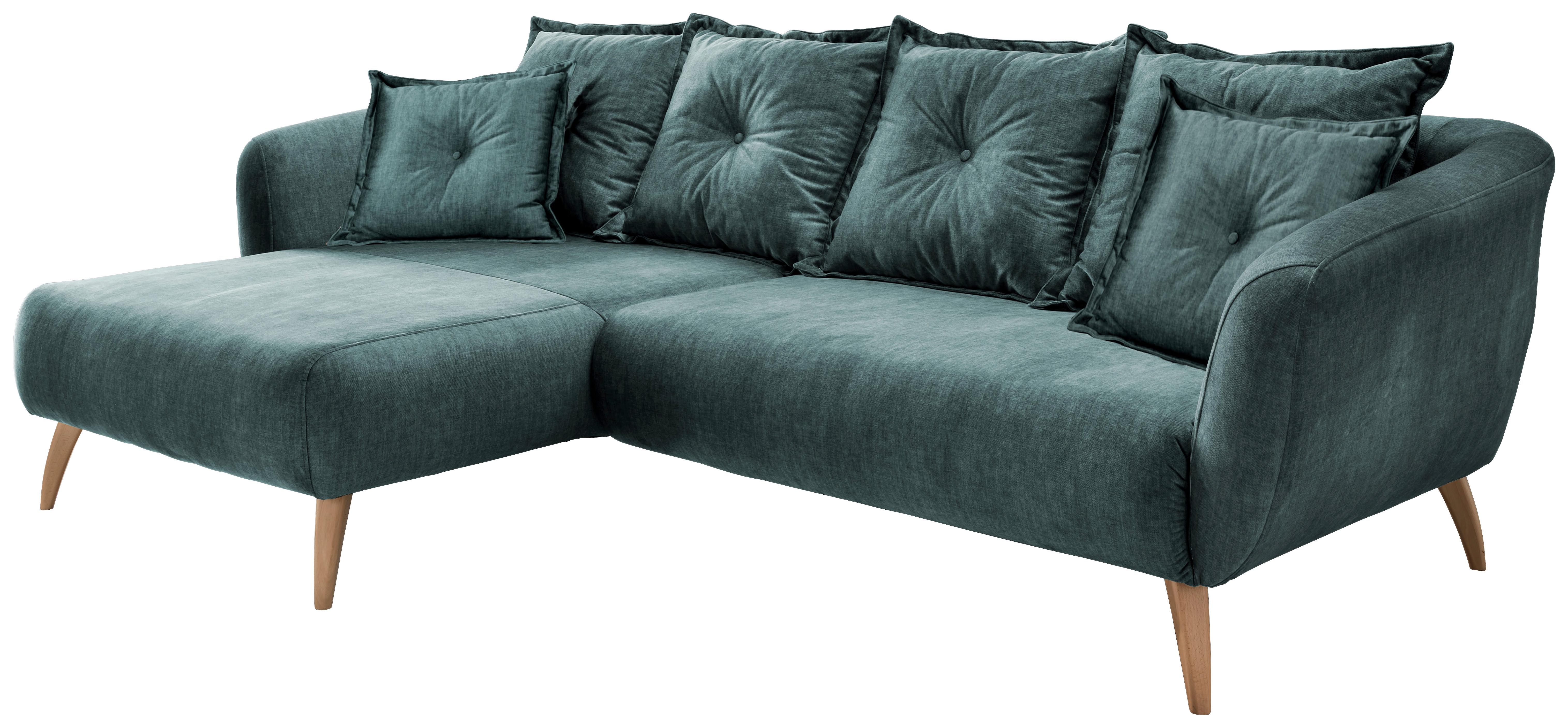 Ecksofa Baggio Blau/Grün S: 162/277 cm - Blau/Buchefarben, MODERN, Holz/Textil (162/277cm) - Livetastic