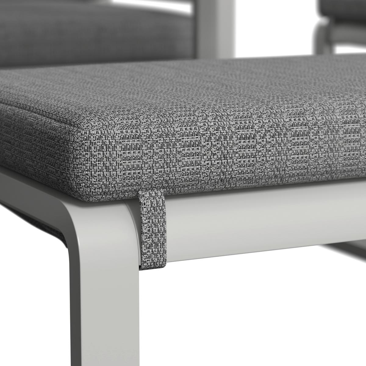 JEDÁLENSKÁ TERASOVÁ SÚPRAVA ARUBA - biela/svetlosivá, Modern, kov/textil - Bessagi Garden