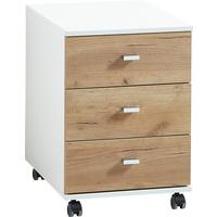 Rollcontainer Eiche Dekor Weiß Gw-Lioni 40x57x49 cm - Eichefarben/Weiß, Design, Holzwerkstoff/Kunststoff (40/57/49cm) - Germania