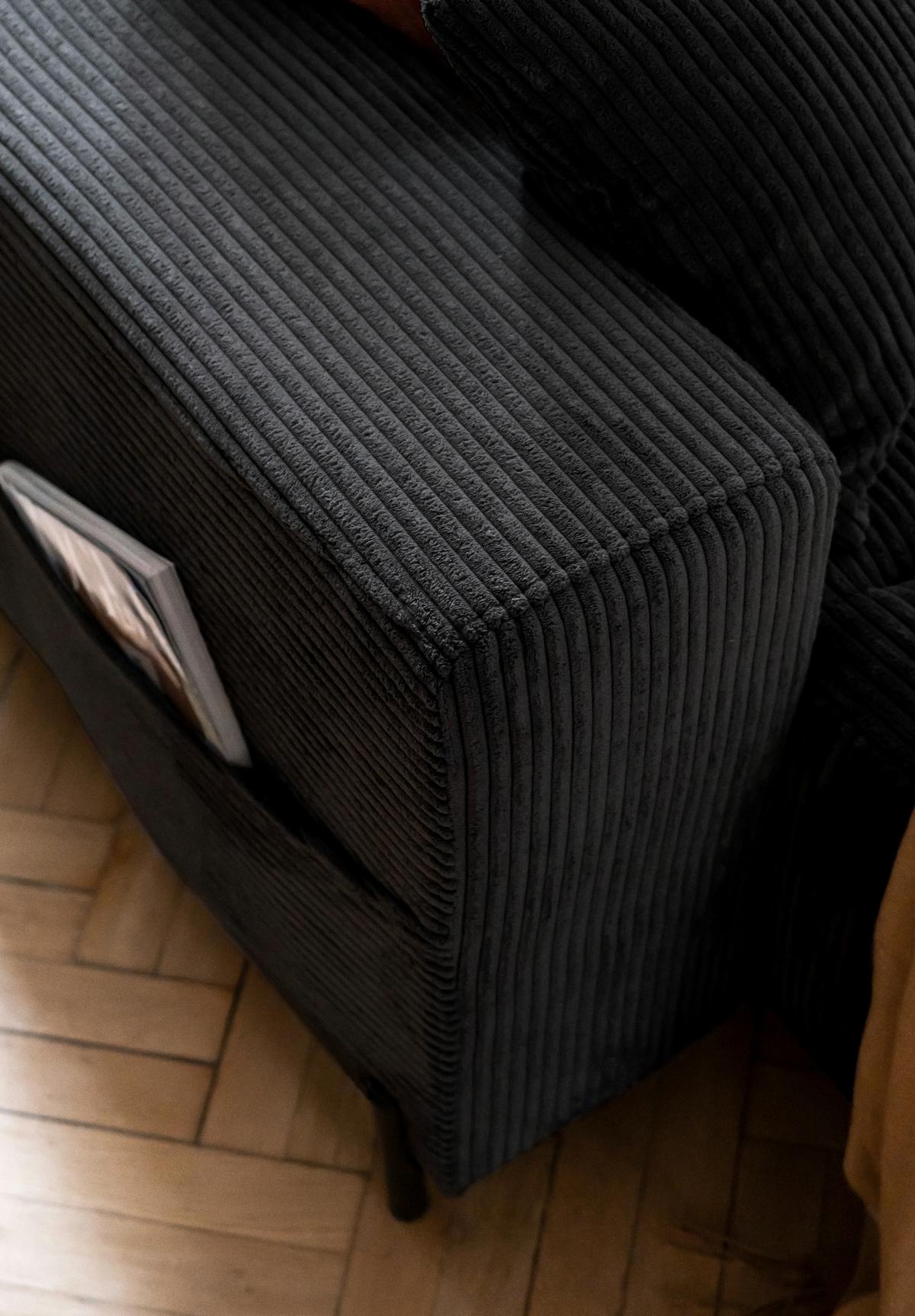 Ecksofa Cuddly Mia Dunkelgrau S: 260x165 cm - Dunkelgrau/Schwarz, Textil (260/165cm) - MID.YOU