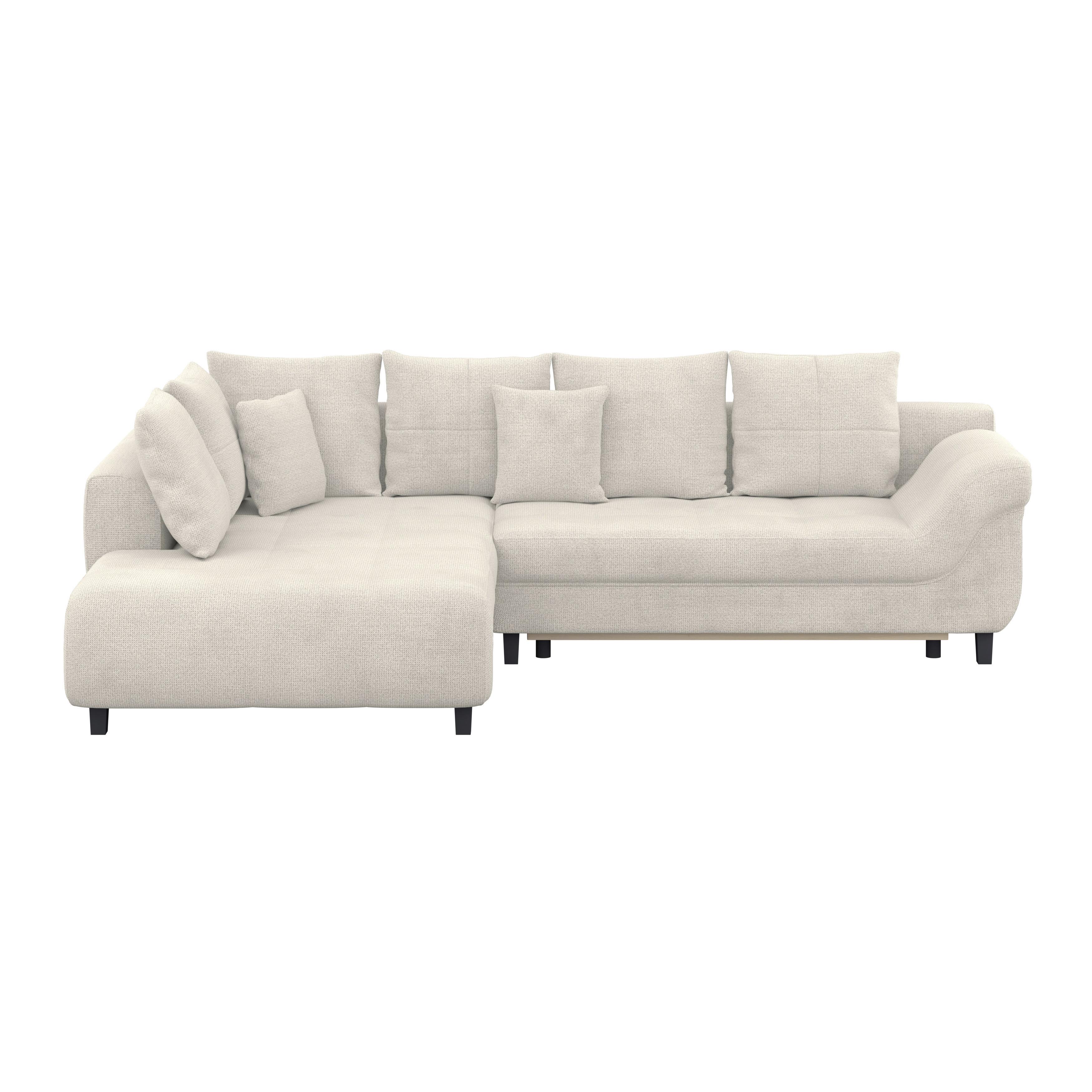 Ecksofa mit Schlaffunktion Mendoza New Chenille 197x309cm - Greige/Schwarz, KONVENTIONELL, Textil (197/309cm) - Ondega