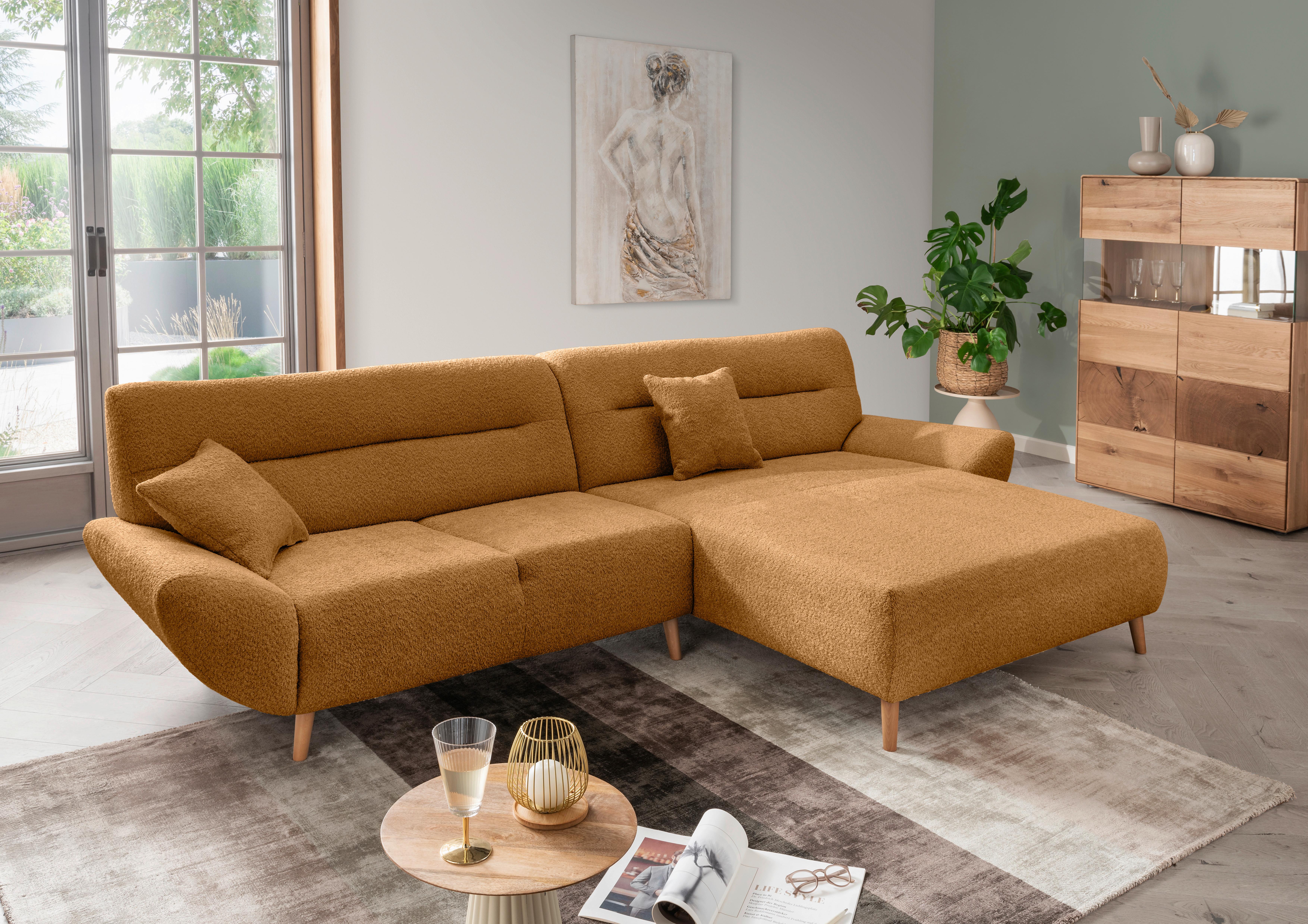 Ecksofa Drago Goldfarben S: 290x166 cm - Wildeiche/Goldfarben, KONVENTIONELL, Textil (290/166cm) - MID.YOU