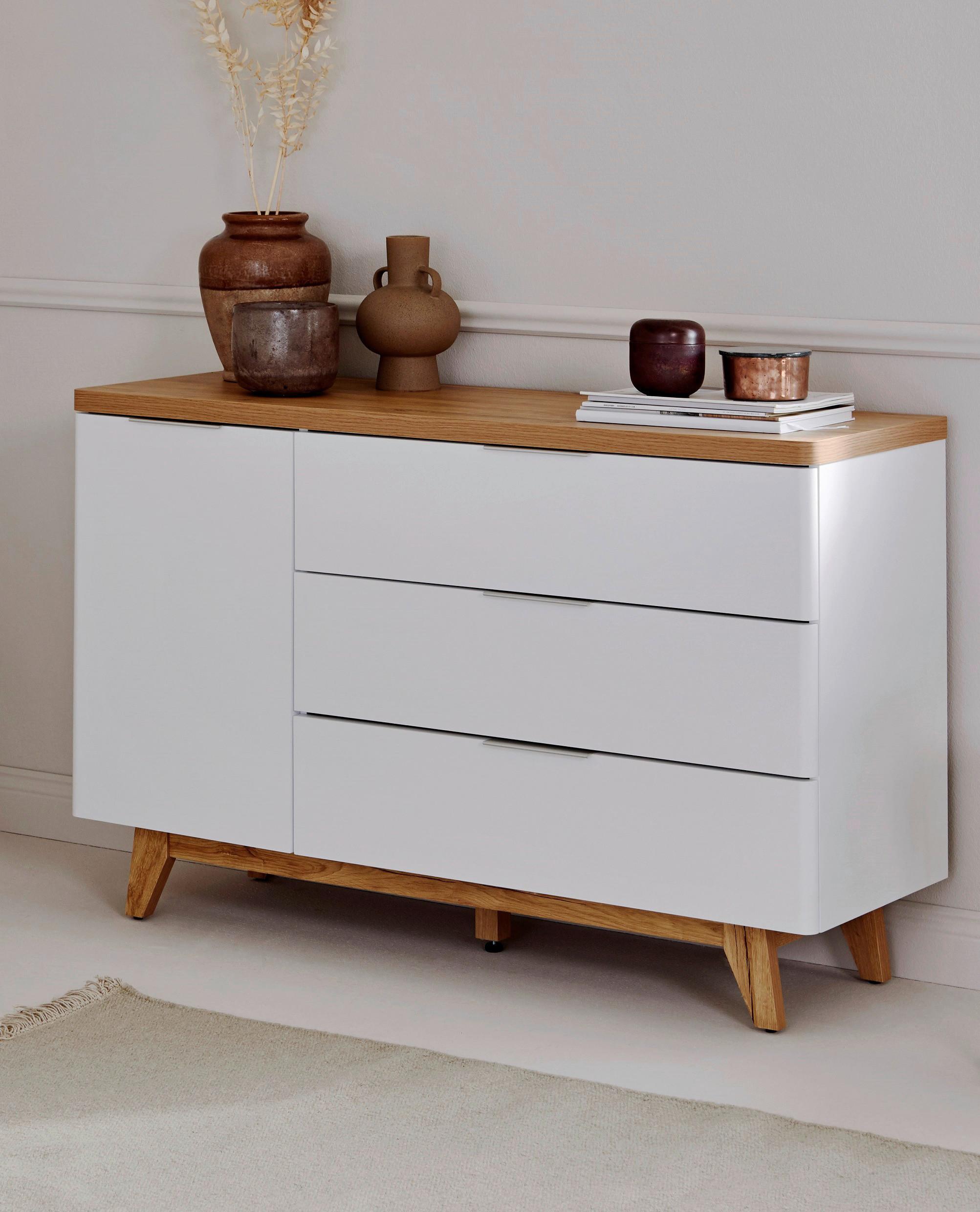 Sideboard 120cm Libre Sb 120 Weiß/Eichefarben - Eichefarben/Weiß, KONVENTIONELL, Holzwerkstoff (120/77/39cm) - Livetastic