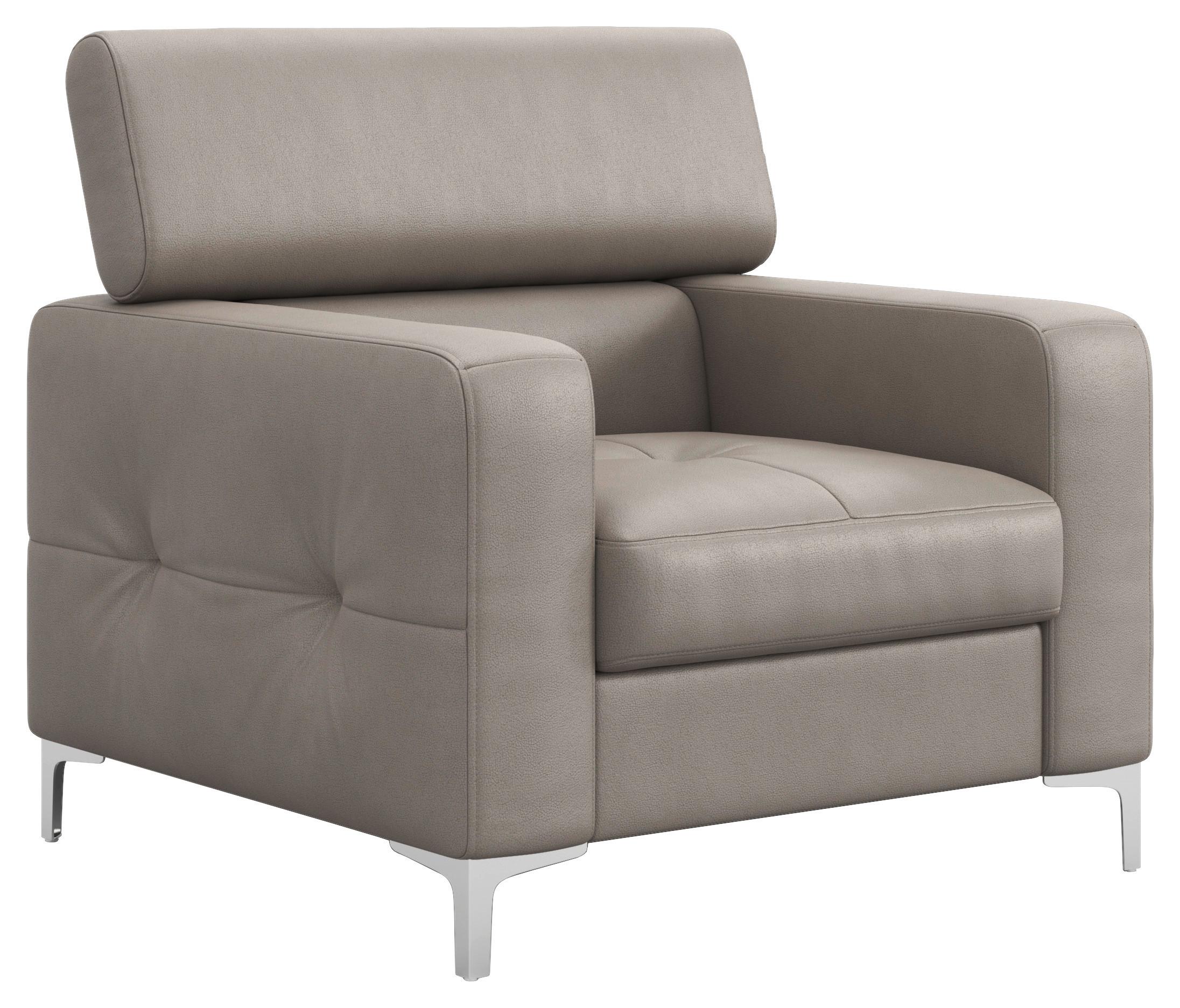 Polstersessel Sammy Grau Leder - Chromfarben/Grau, Design, Leder (99/78-92/106cm) - Livetastic
