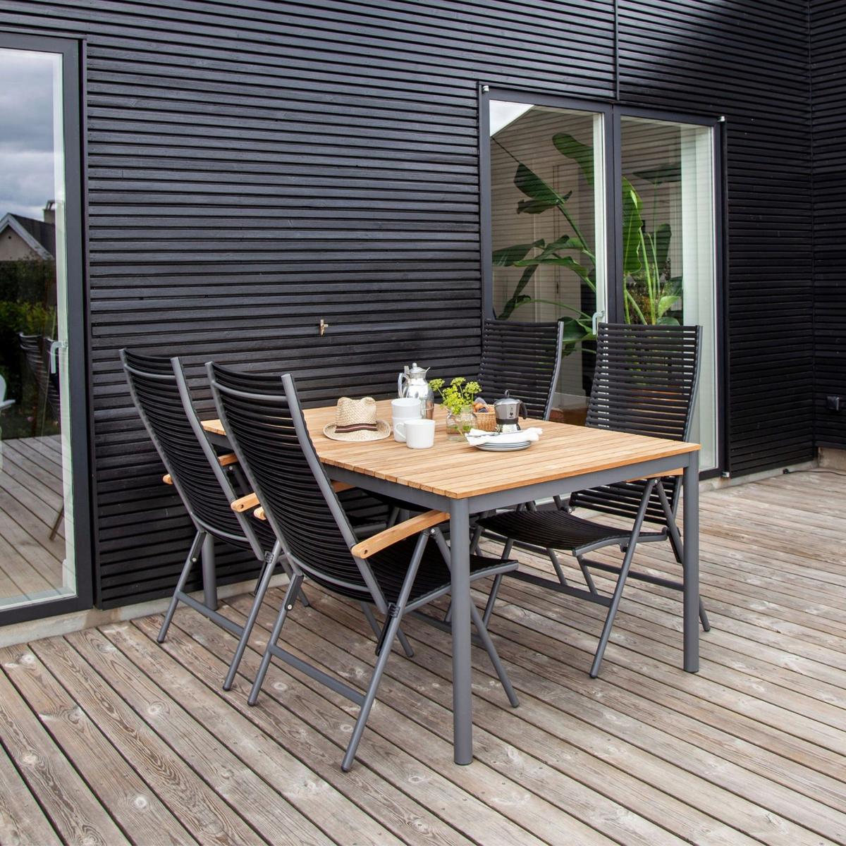 Gartentischgruppe Mood Position - Anthrazit/Schwarz, Natur, Holz/Kunststoff (60/111/72cm) - Gardenson