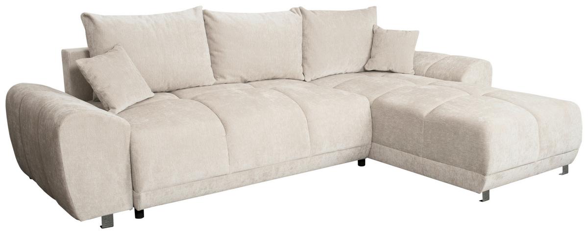 ECKSCHLAFSOFA Ramon, Creme S: 196x182 cm - Chromfarben/Beige, Trend, Textil (296/182cm)