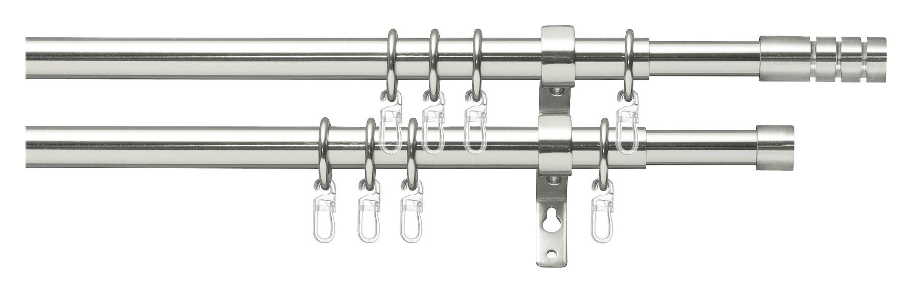 Rundstangengarnitur 2-lfg Ada Edelstahlfarben L: 200-360 Cm