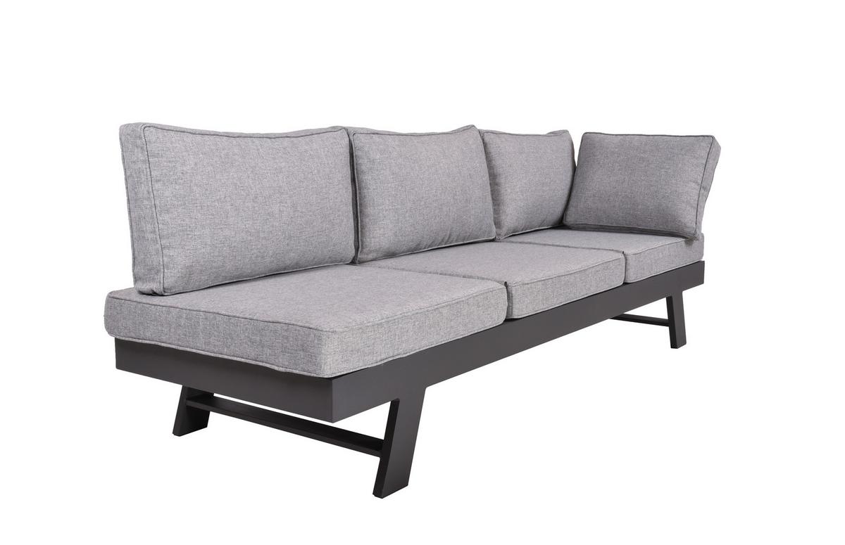 Loungegarnitur Donna - Schwarz/Grau, Basics, Kunststoff/Textil - Gardenson