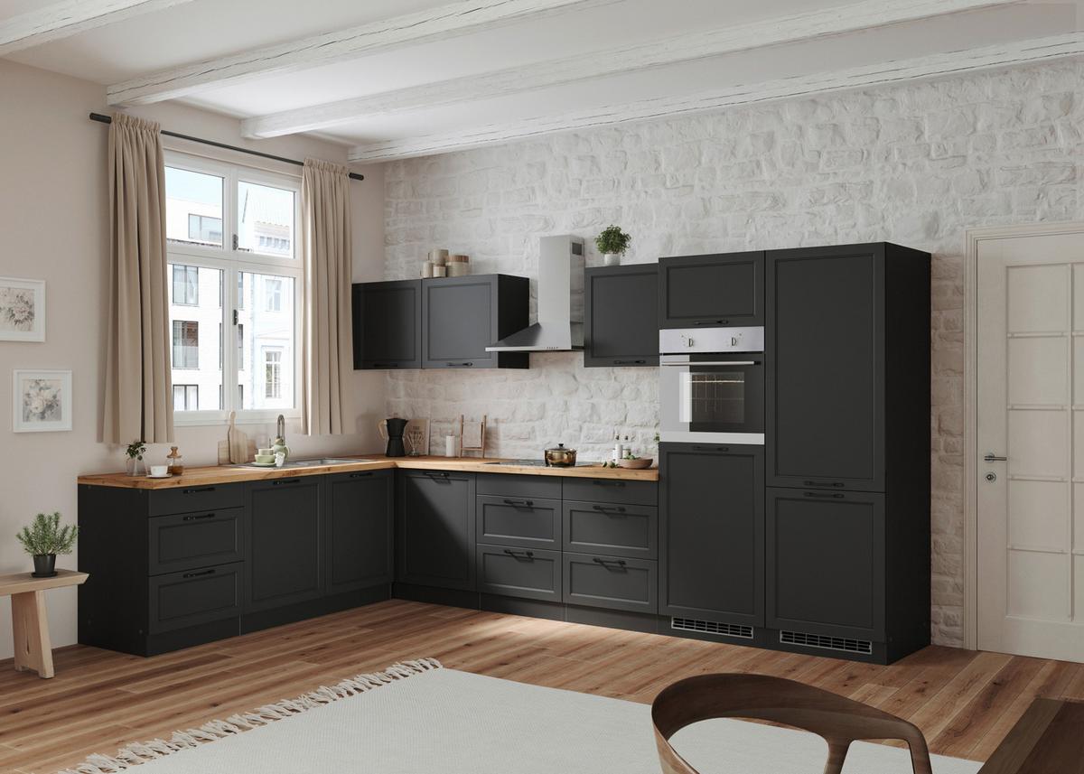 Eckküche Meran Mit Geräten 240x360 Cm Grau/eiche Dekor - Eiche Wotan/Grau, LIFESTYLE, Holzwerkstoff (240/360cm) - Held