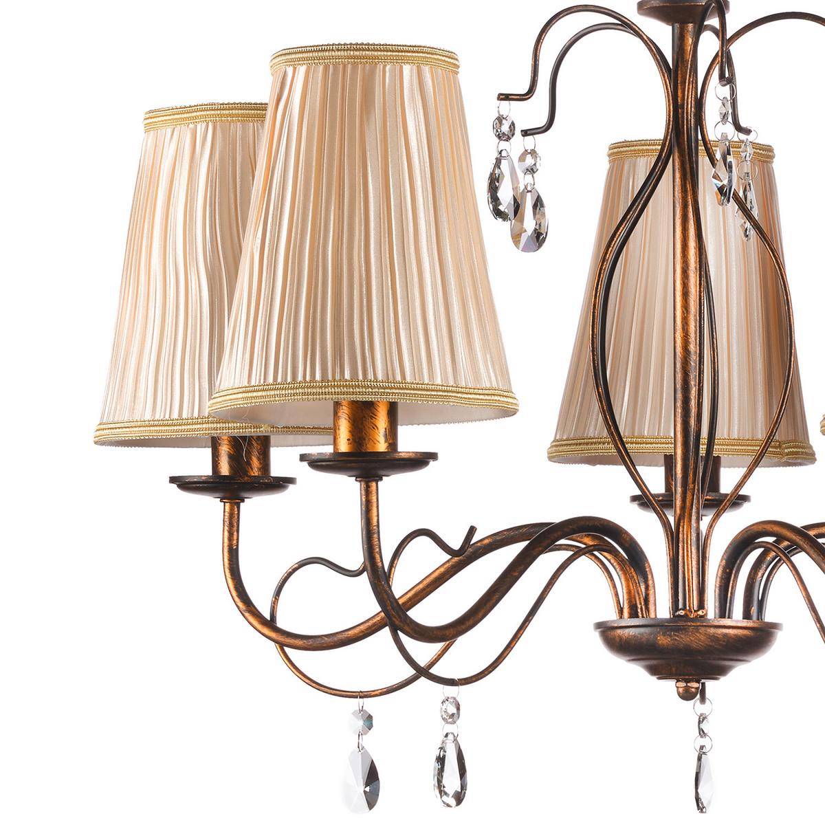 Kronleuchter Cognac L: 68 cm 6w - Cognac, KONVENTIONELL, Glas/Textil (68/68/100cm)