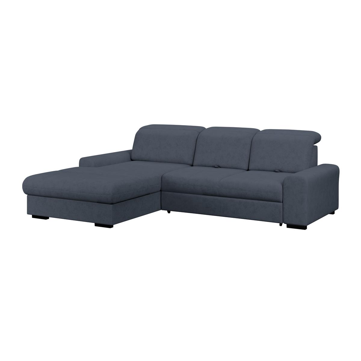 Ecksofa mit Bettfunktion Malaga new Chenille blau - Blau/Schwarz, KONVENTIONELL, Textil (203/286cm) - Ondega