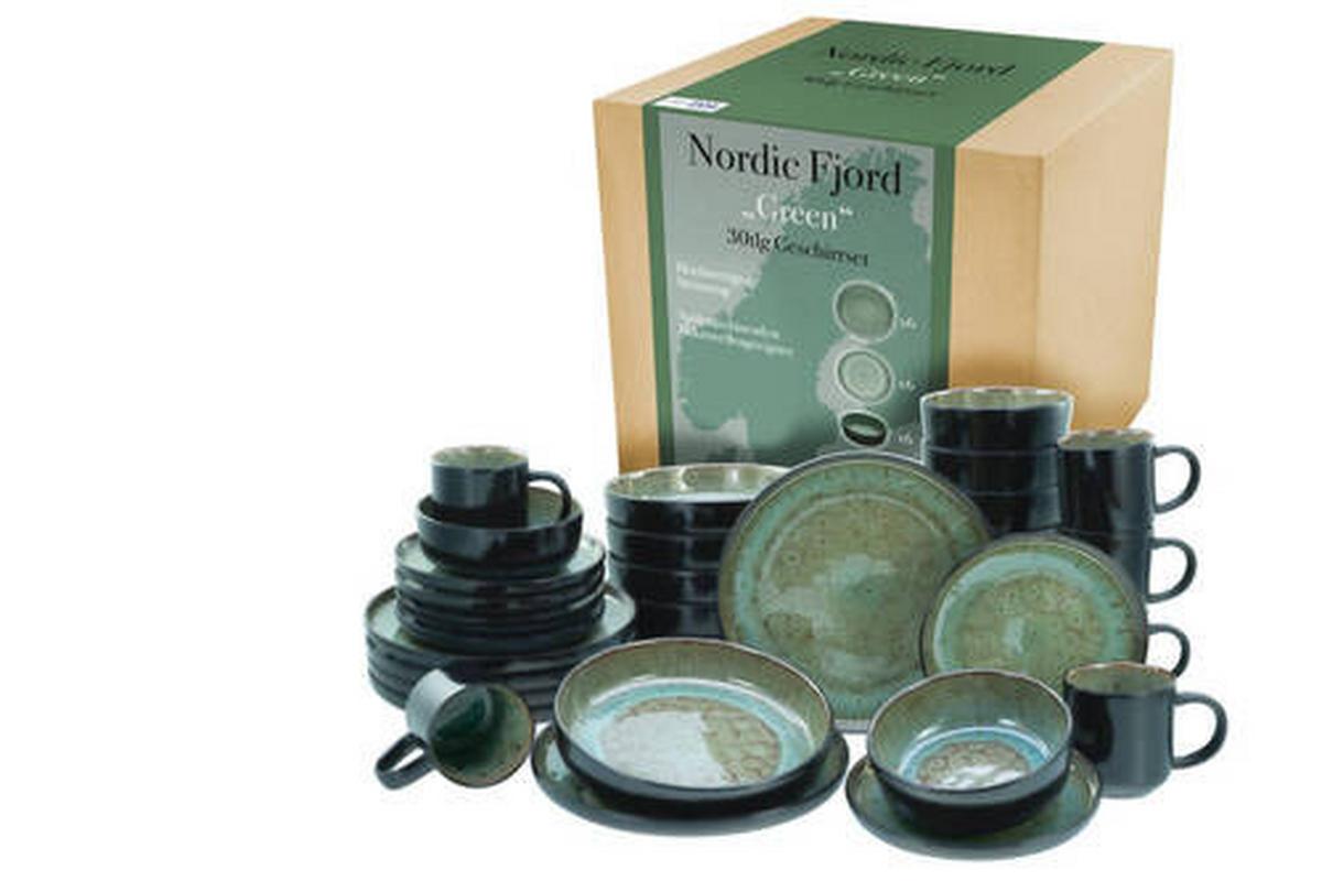 Kombiservice Nordic 30-Teilig Grün - Grün, Trend, Keramik - Creatable