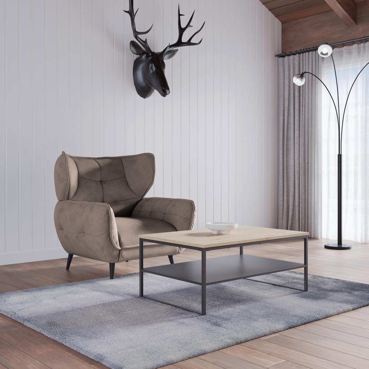 Kreslo ušiak PESCARA, hnedá - hnedá/čierna, Modern, textil (103/105/98cm)