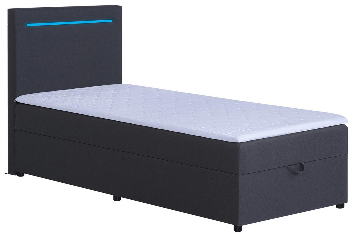 Boxbett 100 Led 100x200 Anthrazit - Anthrazit/Schwarz, MODERN, Holzwerkstoff/Textil (100/200cm) - MID.YOU