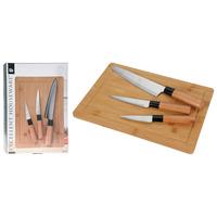 Messerset 4-Tlg. Edelstahl/Bambus - Silberfarben/Braun, Basics, Holz/Metall (32/25/1,5cm)