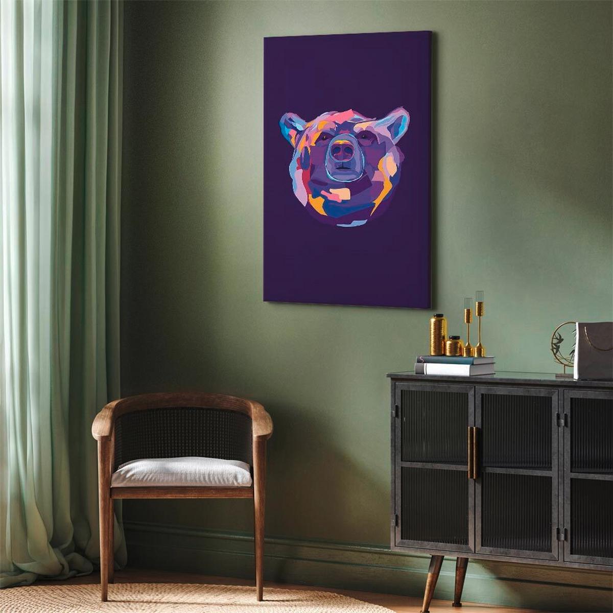 Leinwandbild Colourful Bear Violett B: 80 cm - Violett, Basics, Holz/Textil (80/120/1,2cm) - artgeist