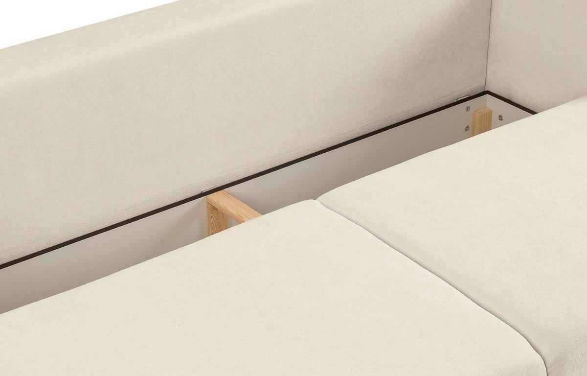 Schlafsofa Point Creme B: 250cm - Creme/Schwarz, Basics, Holz/Textil (250/95/99cm) - MID.YOU