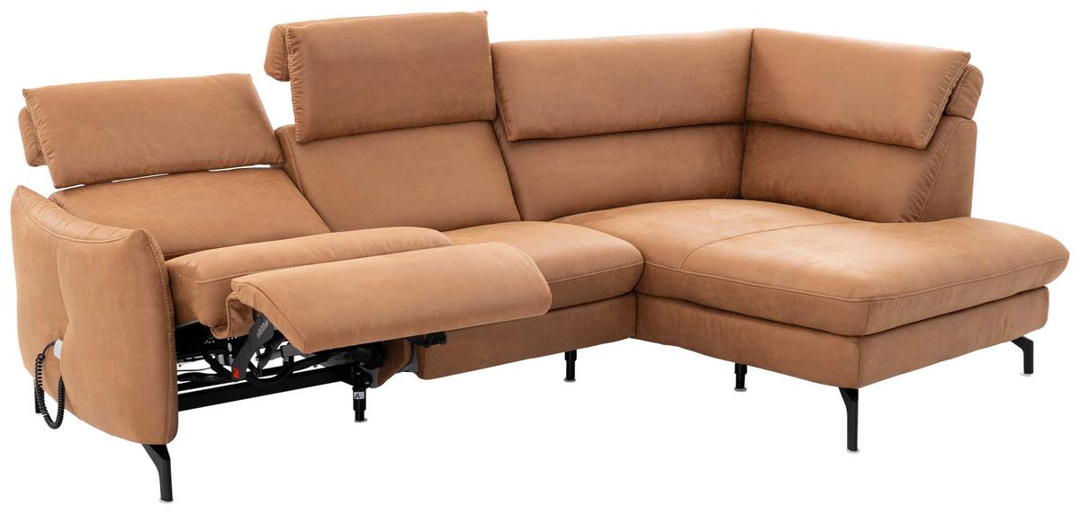 Ecksofa Henriette Cognac 274x160 cm - Cognac/Beige, MODERN, Textil (274/160cm)