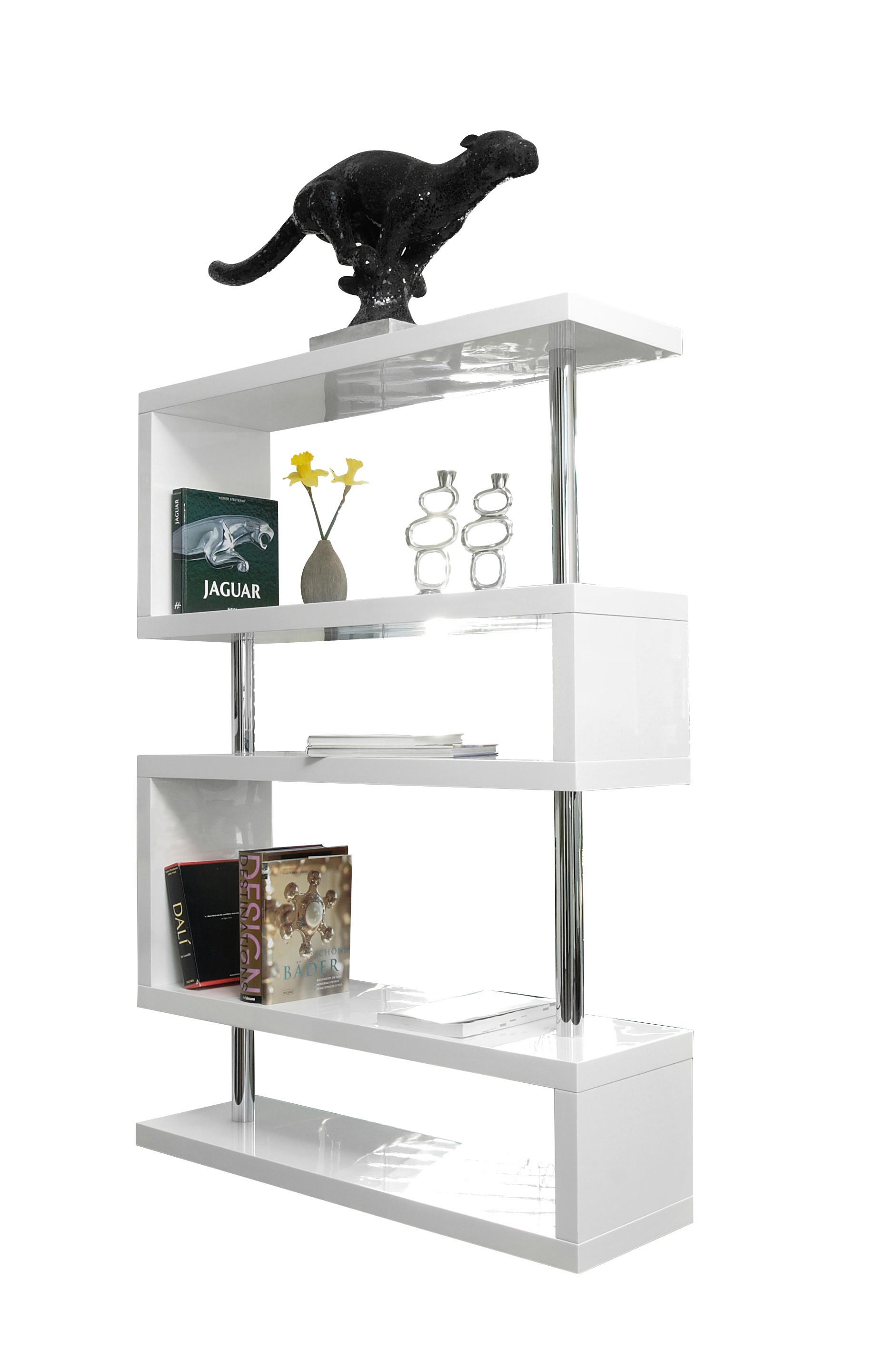 Raumteiler Weiß Hochglanz B: 120cm - Weiß Hochglanz, Design, Holzwerkstoff/Metall (120/165/35cm) - Livetastic