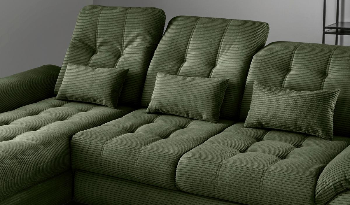 Eckschlafsofa Delphino Dunkelgrün S: 189x273 cm - Dunkelgrün/Schwarz, MODERN, Textil (189/273cm) - Livetastic
