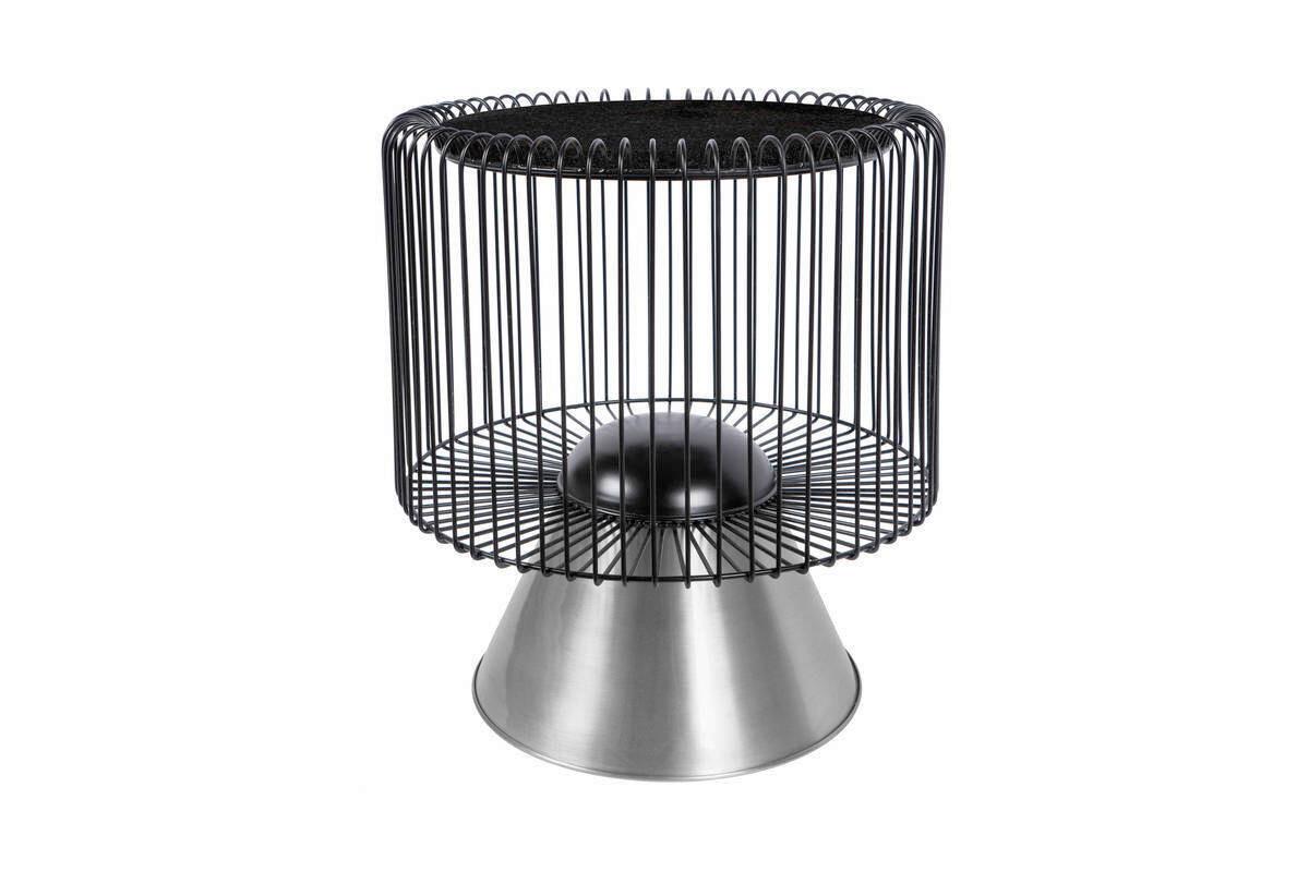 Beistelltisch Malibu Schwarz/silberfarben - Silberfarben/Schwarz, Basics, Stein/Metall (51/51/56,5cm) - Kayoom