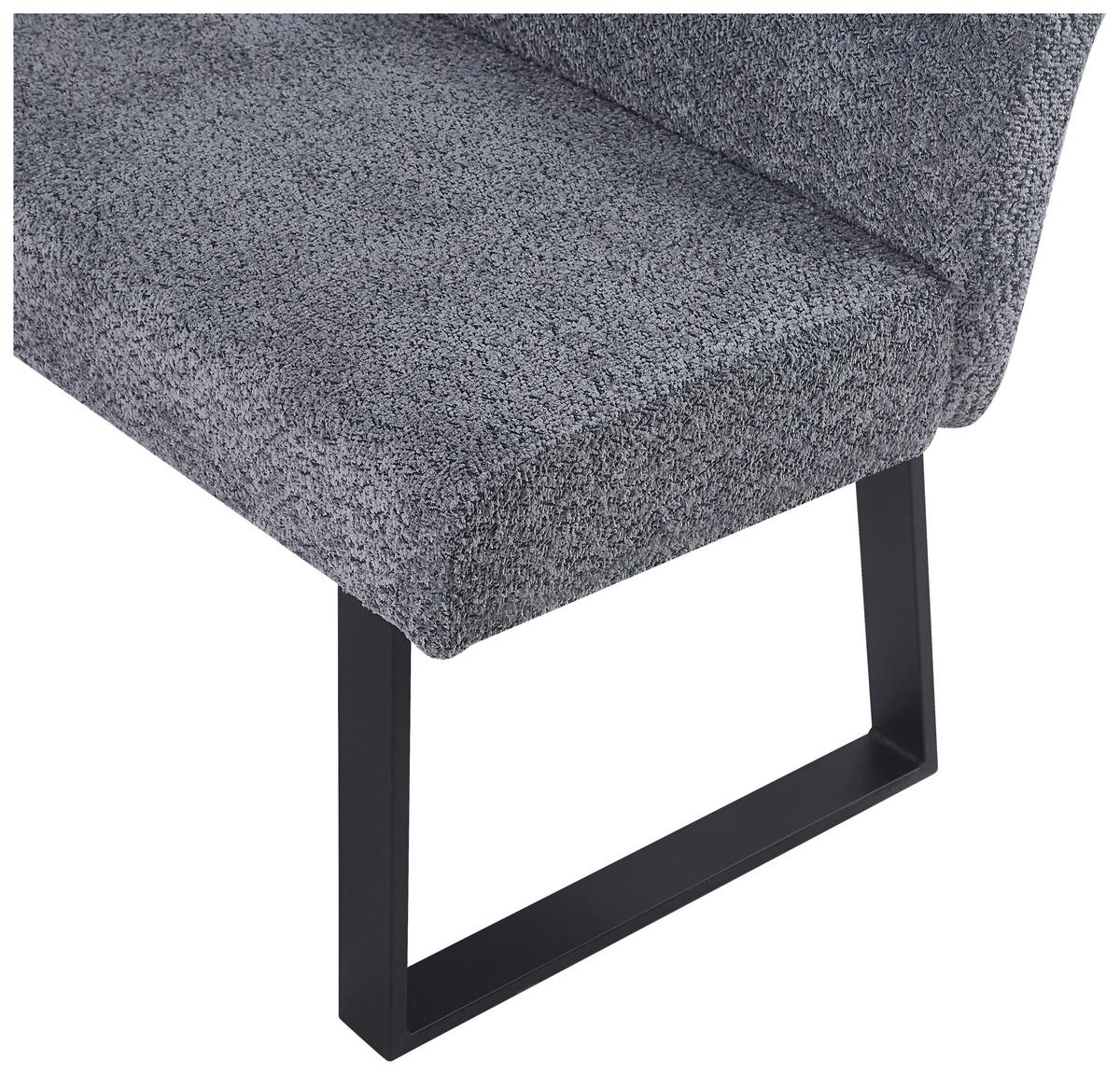 Eckbank Kea Leinenopt. Grau, S. 150x190cm - Schwarz/Grau, KONVENTIONELL, Textil/Metall (150/190cm) - MID.YOU