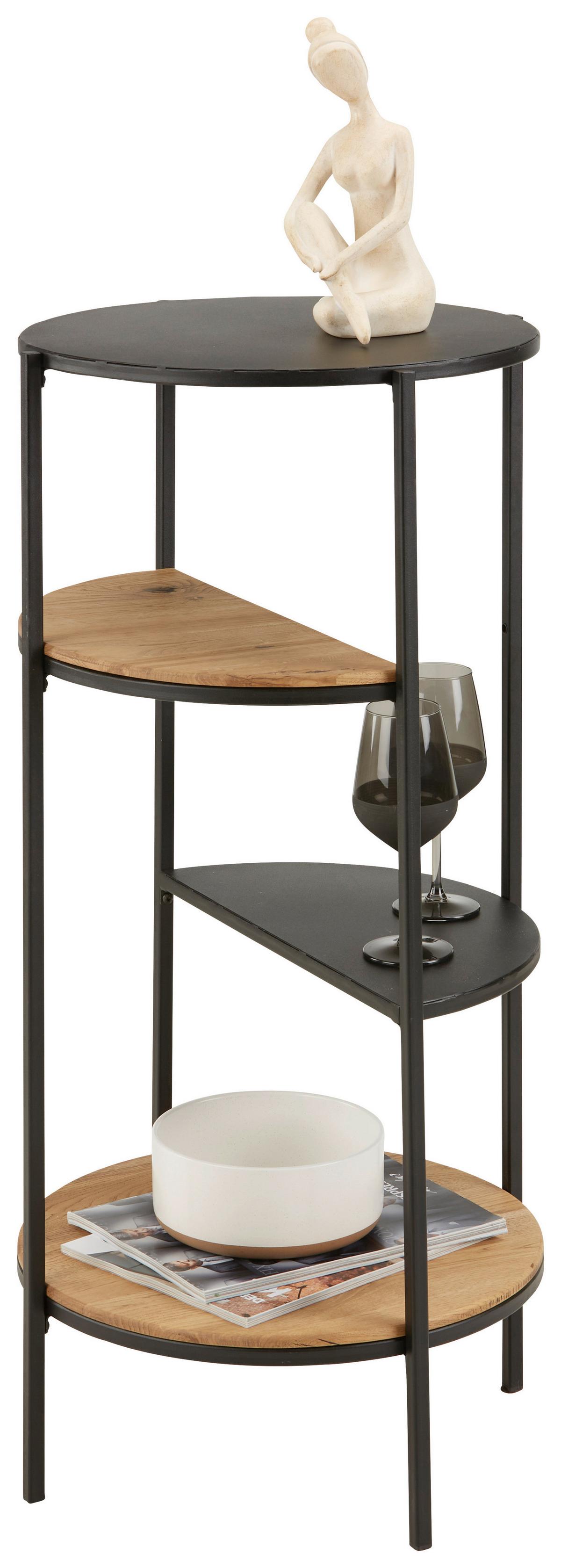 Stojací regál dub masív - čierna/prírodná farba, Modern, kov/drevo (45/100/45cm) - Premium Living