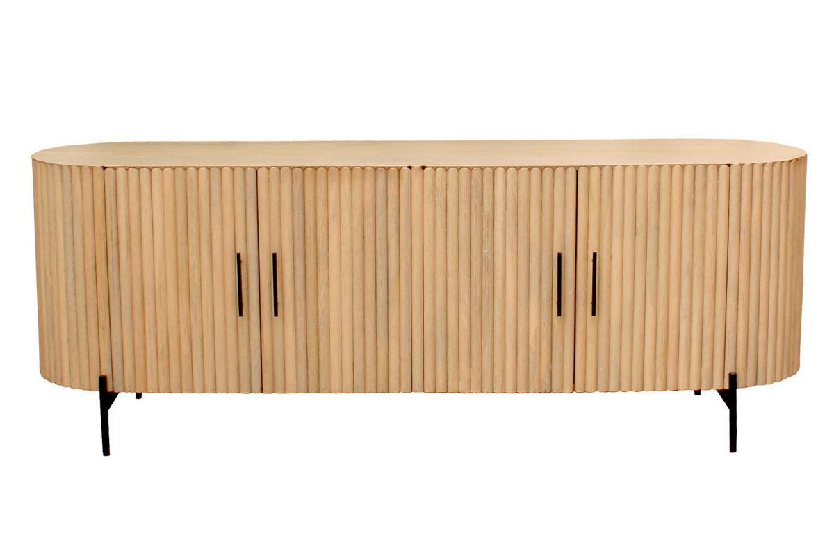 SIDEBOARD Schwarz/Naturfarben B: 190cm - Schwarz/Naturfarben, Design, Holz/Metall (190/76/45cm) - MID.YOU