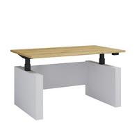 Schreibtisch E-Salia Weiß/ Schwarz/Honigeiche L: 138cm - Honigeiche/Schwarz, KONVENTIONELL, Holzwerkstoff/Metall (138/80/73-122cm) - MID.YOU