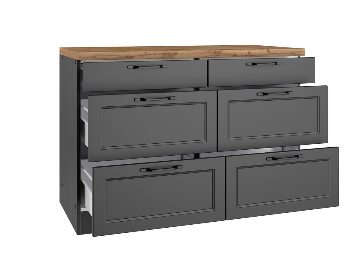 Küchenunterschrank Meran B: 120 Cm Grau/eiche Dekor - Eiche Wotan/Grau, LIFESTYLE, Holzwerkstoff (120/86/60cm) - Held