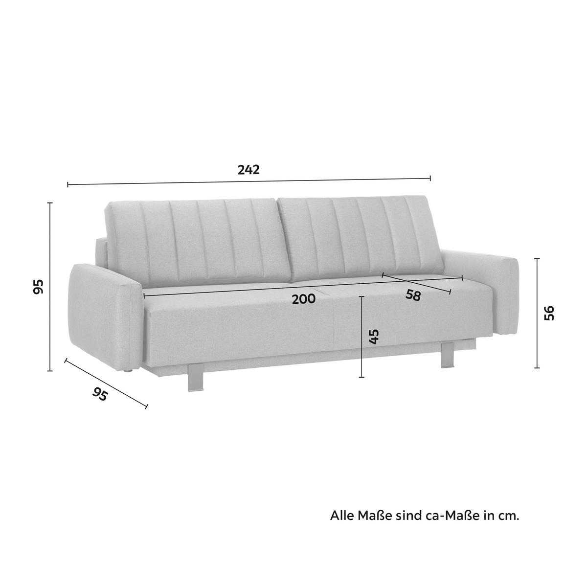 Rozkladacia pohovka LUSIA sivá - čierna/sivá, Modern, kov/drevo (242/95/95cm) - Bessagi Home
