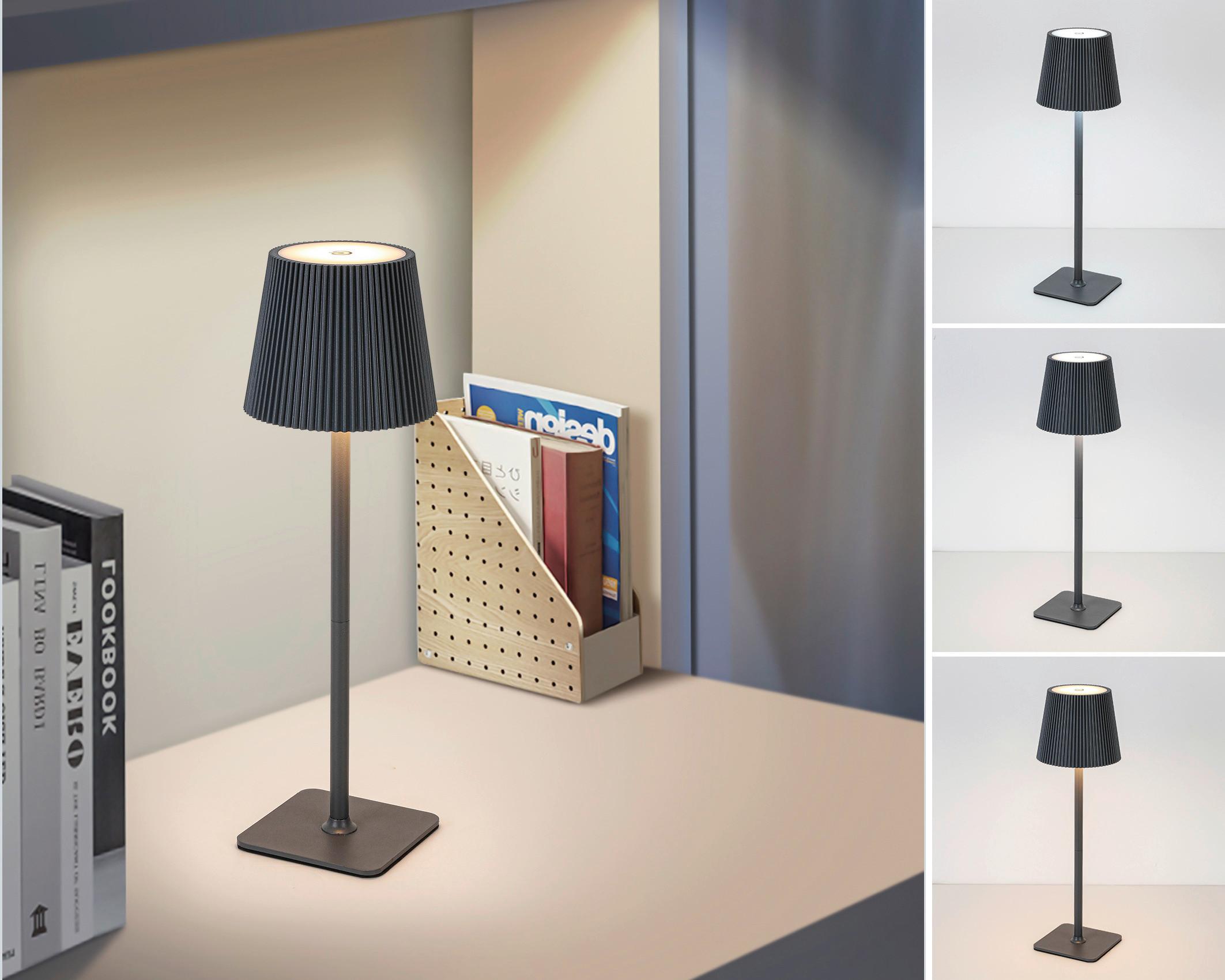 STOLNÍ LAMPA NA BATERIE MAXI - antracitová, Moderní, kov/plast (11/22- 36cm) - Mömax