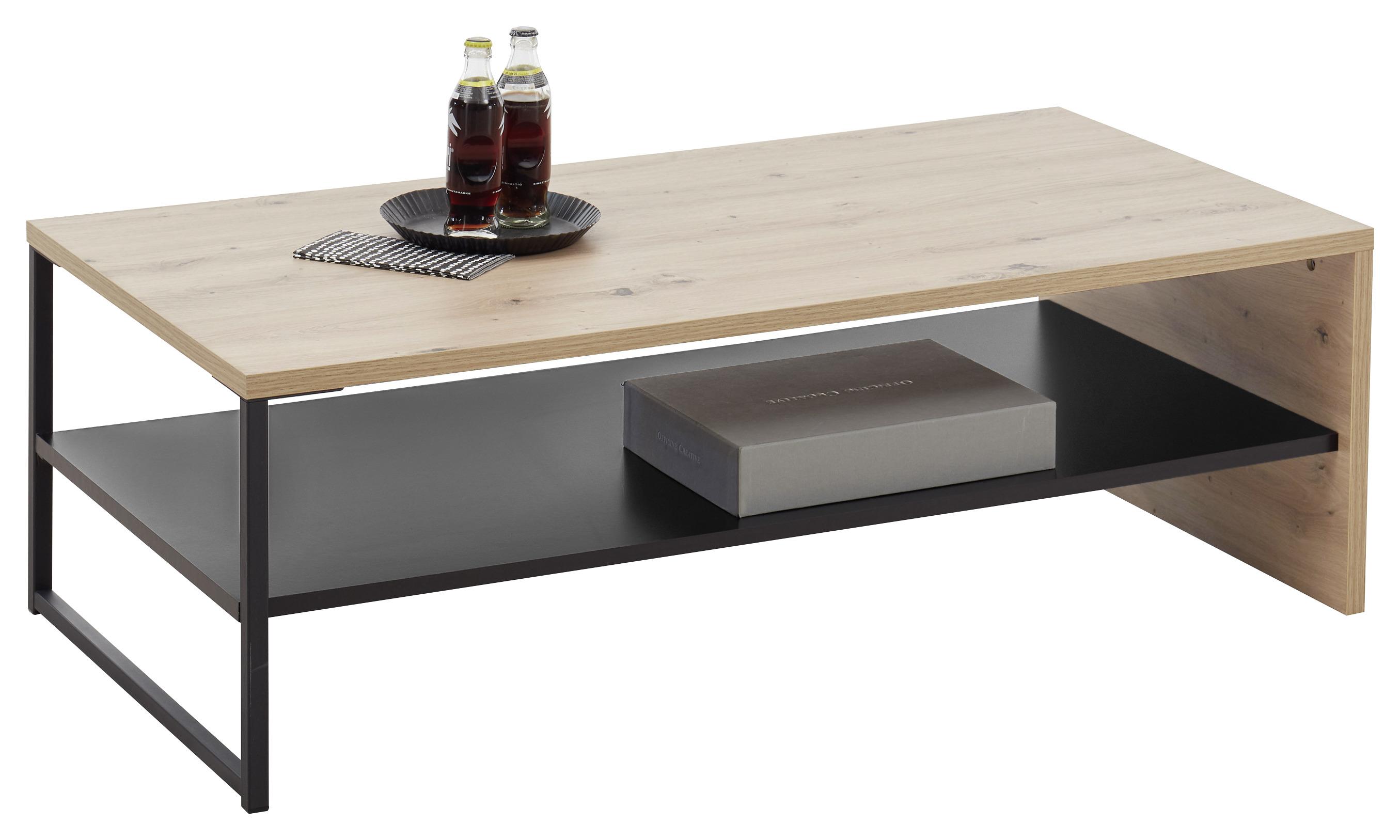 Konferenčný Stolík Lucas - farby dubu/čierna, Moderný, kov/kompozitné drevo (120/60/40cm) - MID.YOU