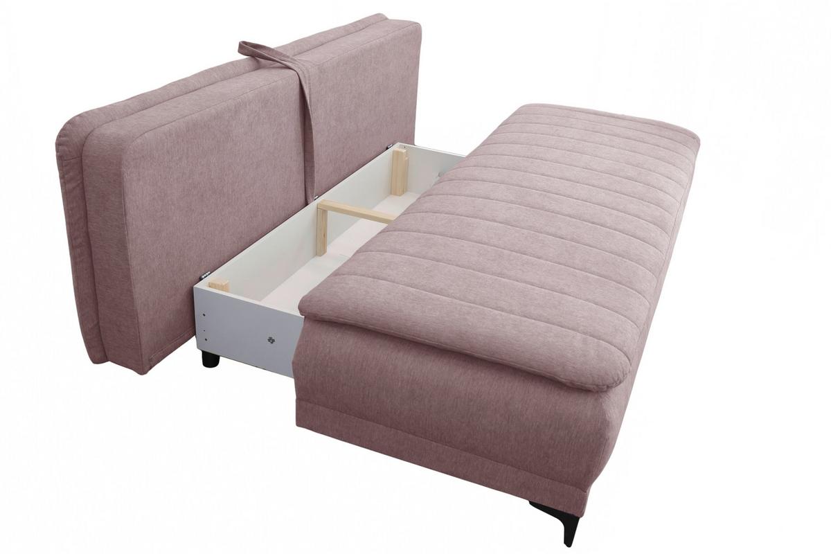 Schlafsofa Moliss Rosa B: 202 cm - Schwarz/Rosa, Basics, Textil (202/98/78cm) - Livetastic