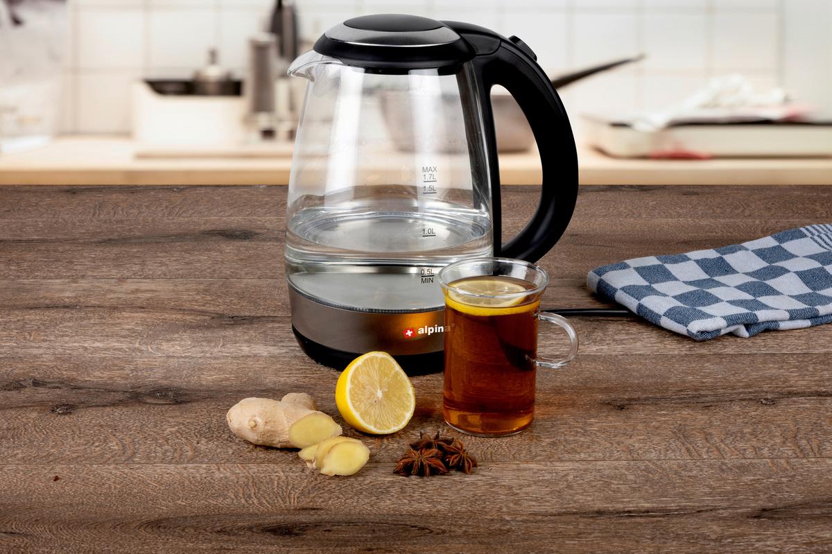 Wasserkocher 18554 Water Kettle - Schwarz, KONVENTIONELL, Glas/Kunststoff (22/15.8/24.7cm) - Alpina 6287