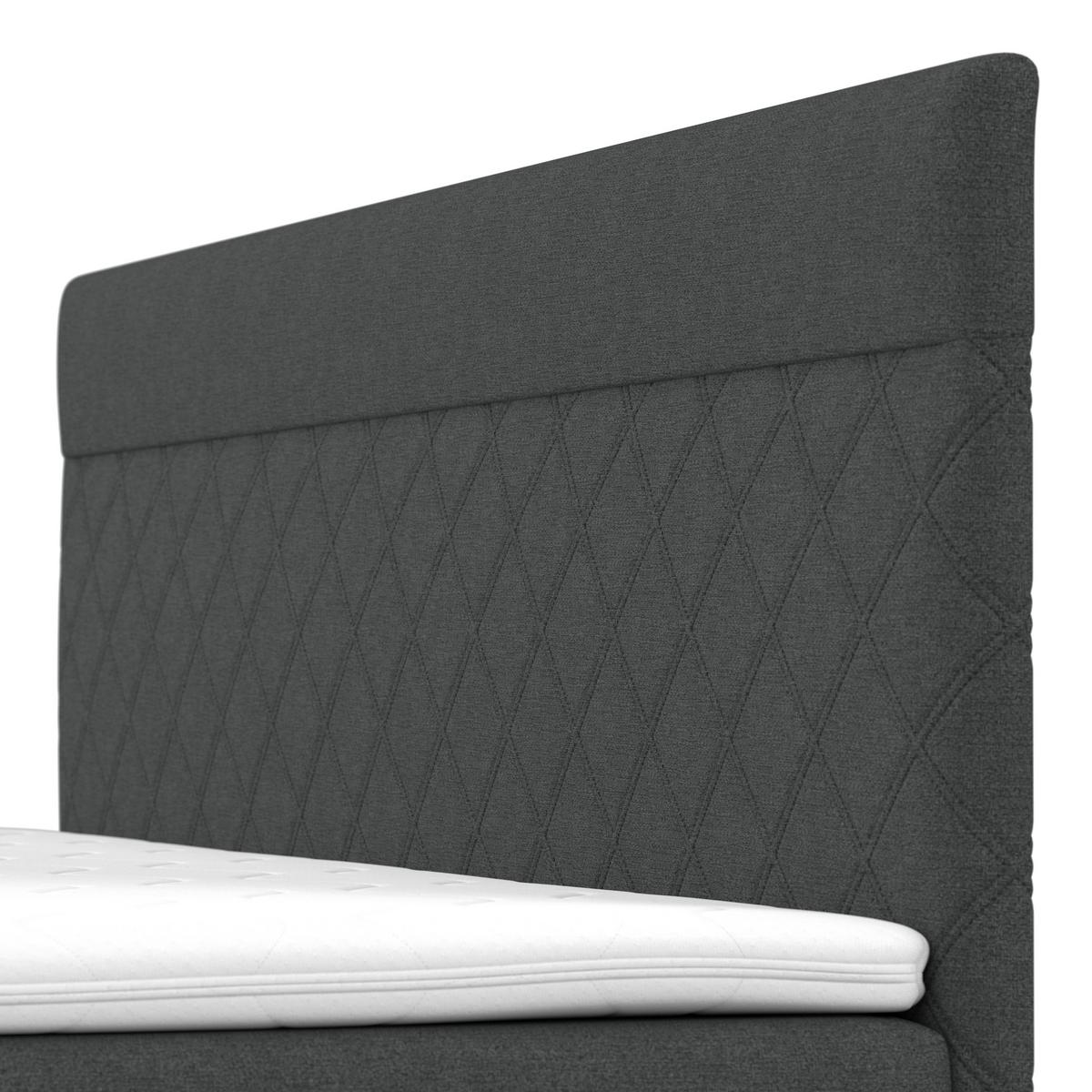 Boxspring posteľ s topperom Rosa, 180x200, antracitová - čierna/tmavosivá, Modern, drevo/kompozitné drevo (180/200cm) - Bessagi Home