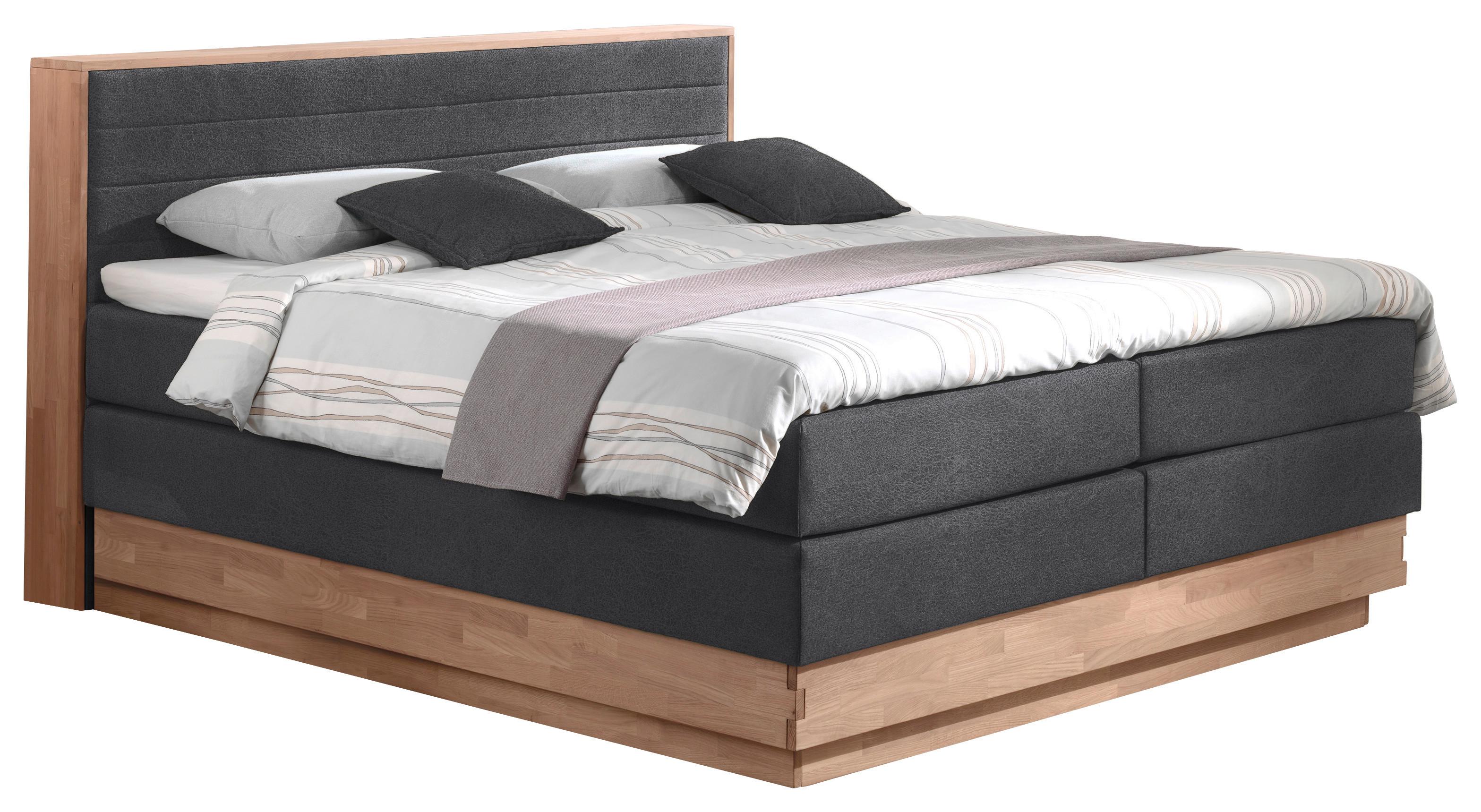 Boxspringbett H4xh4 Mit Topper & Bettkasten 160x200 Moneta - Eichefarben/Dunkelgrau, MODERN, Holz/Textil (160/200cm) - MID.YOU
