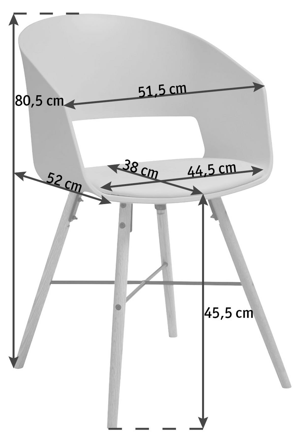 Armlehnstuhl Cai Sitzfläche Gepolstert Lederlook Weiß - Buchefarben/Schwarz, Design, Holz/Kunststoff (51,5/80,5/52cm) - Carryhome