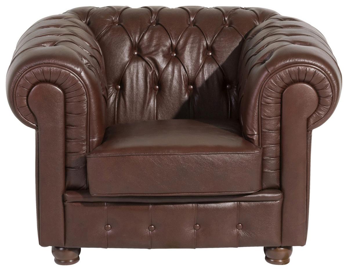 Sitzgarnitur 3-Tlg. Bridgeport Echtleder Braun - Nussbaumfarben/Braun, Design, Leder/Holz (200/76/98cm) - Max Winzer