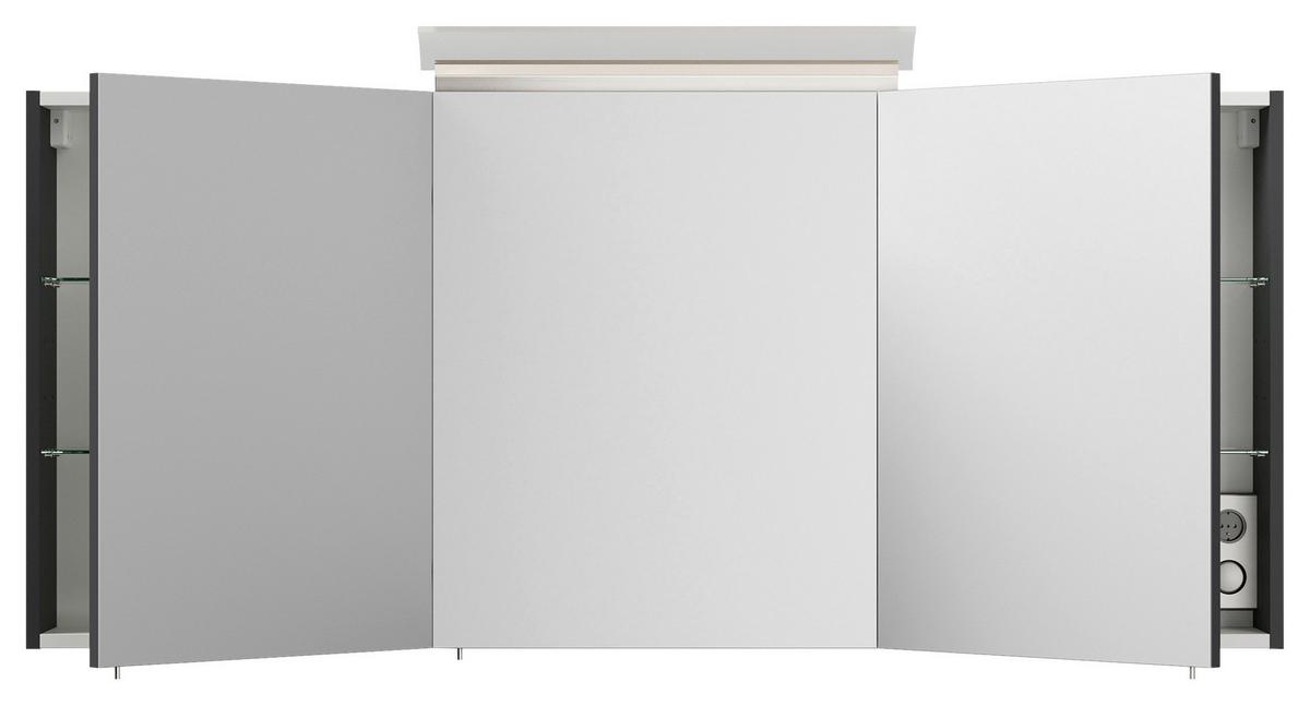 Spiegelschrank Graphitfarben B: 140 cm - Graphitfarben, MODERN, Glas/Holzwerkstoff (140/62/17cm) - MID.YOU